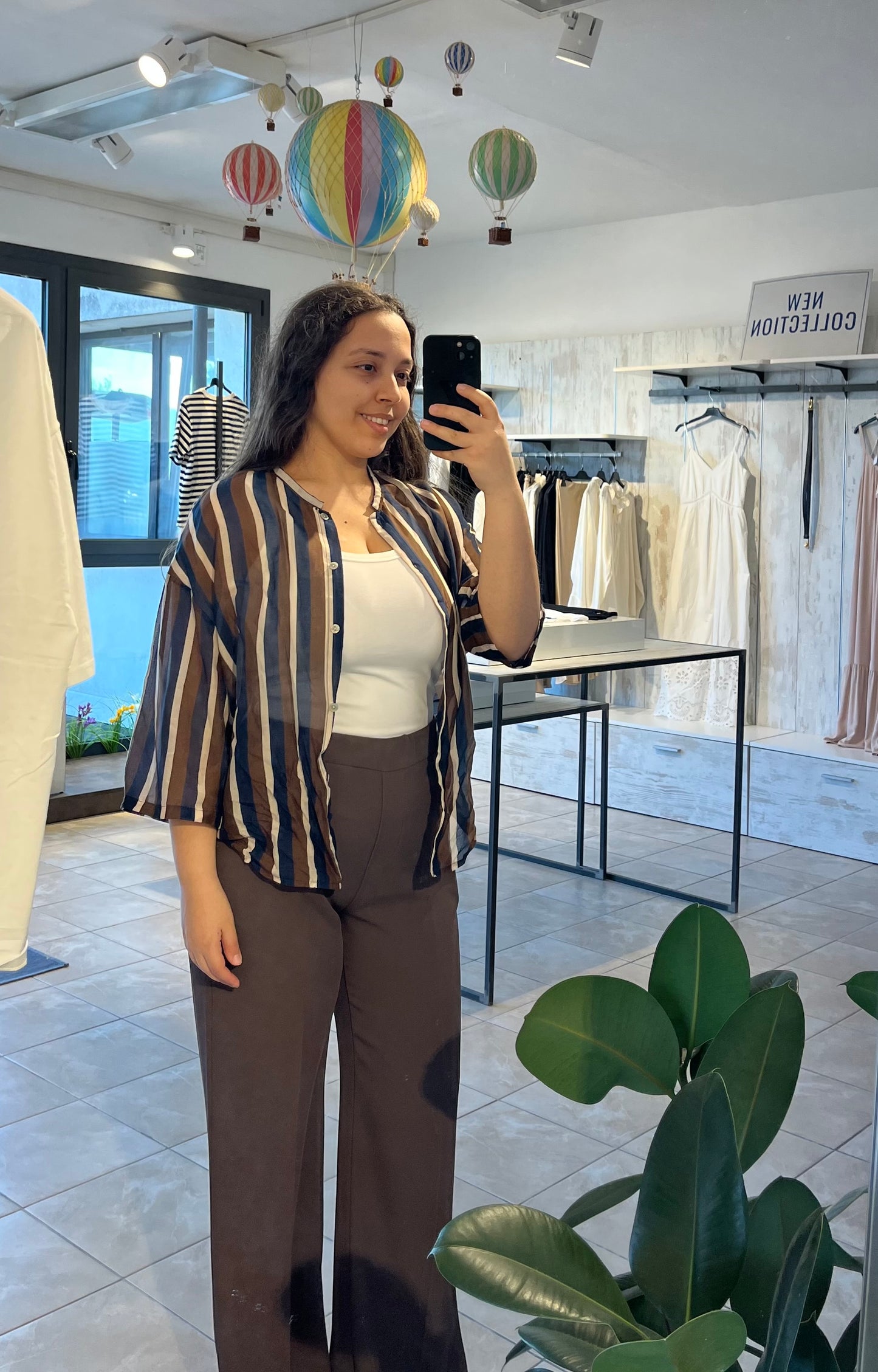 Blusa a righe in misto Cotone e Seta - Altamira Milano