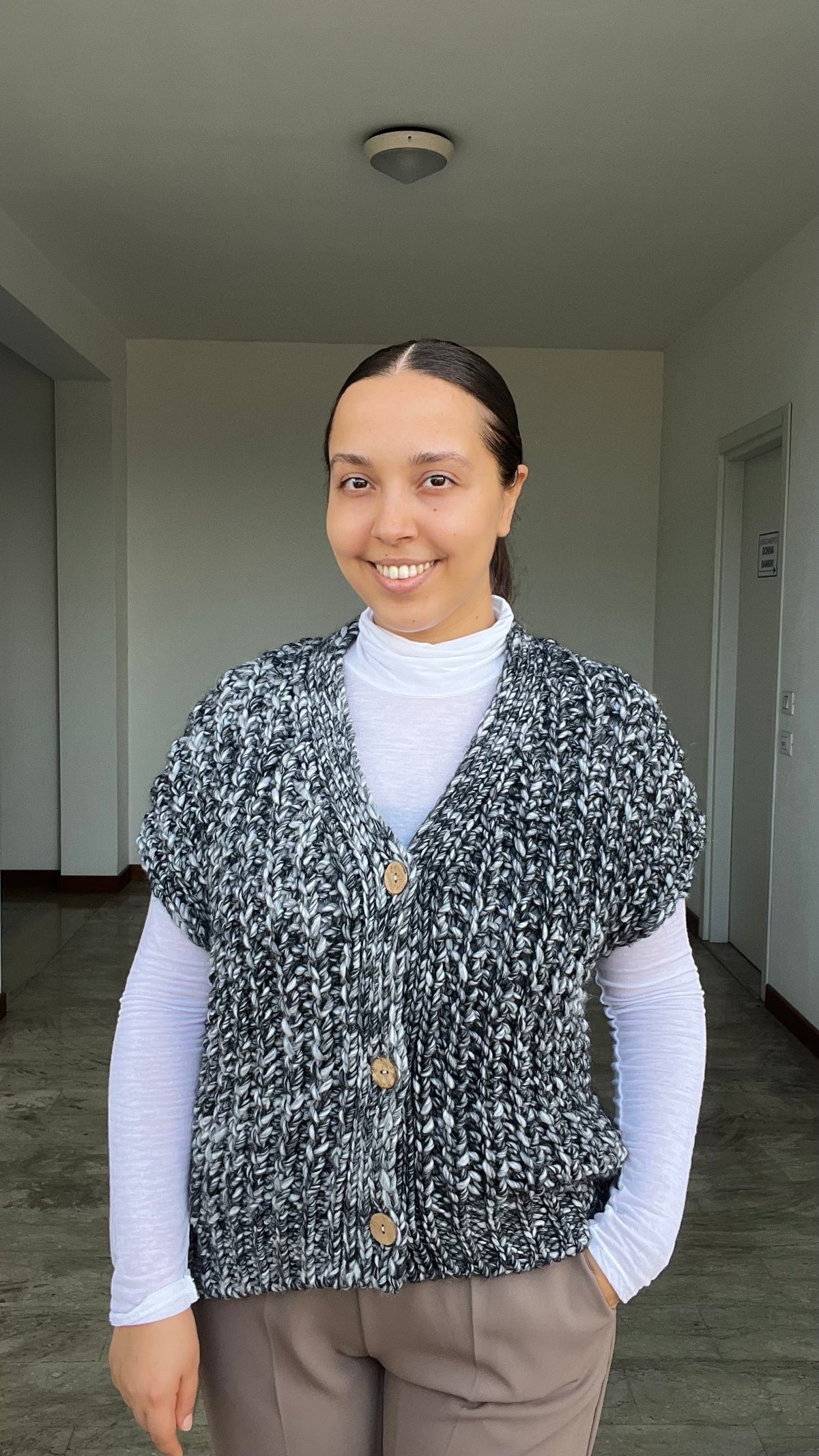 Gilet cozy tre bottoni grigio