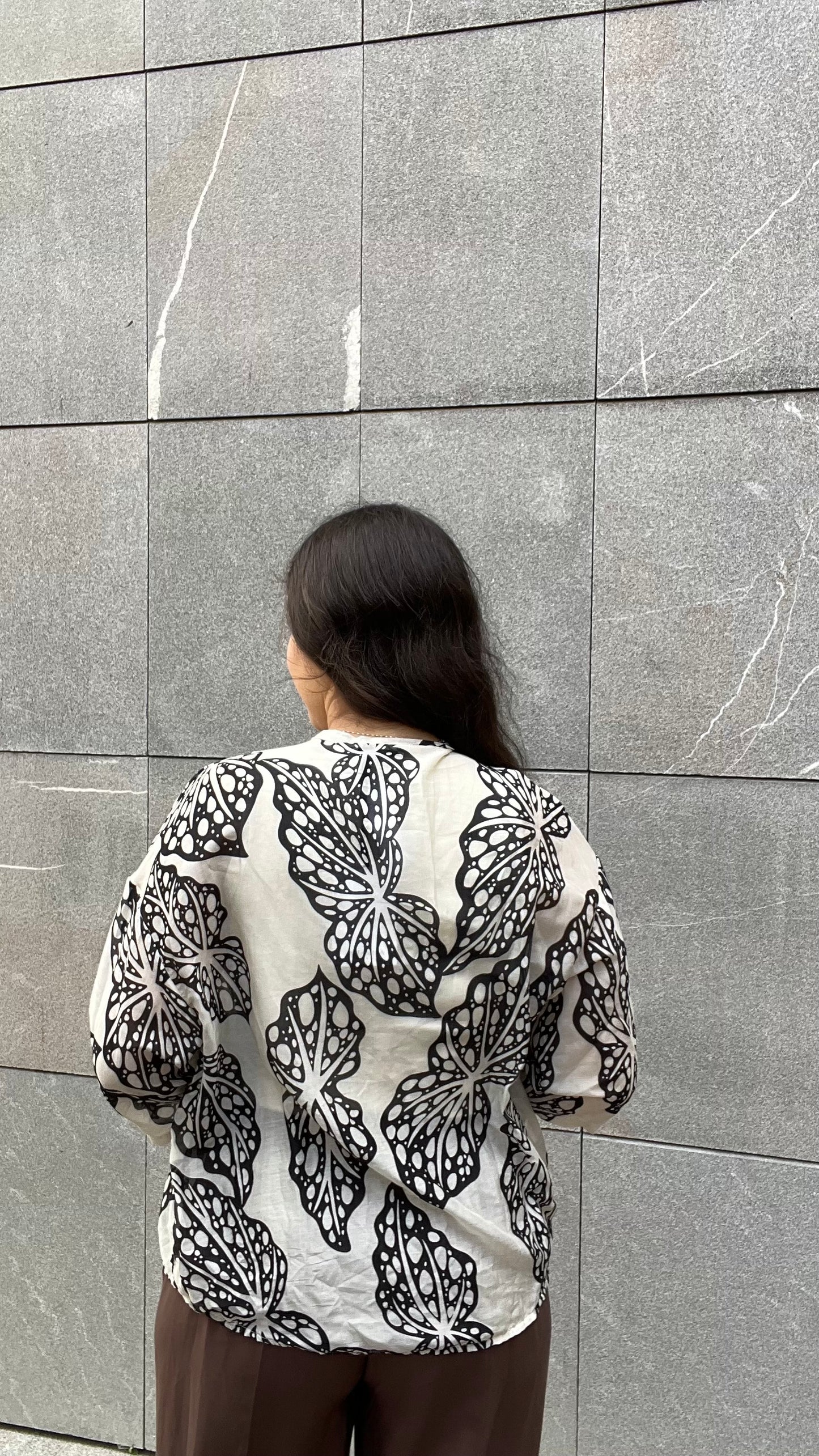 Blusa fantasia in misto Cotone e Seta - Altamira Milano