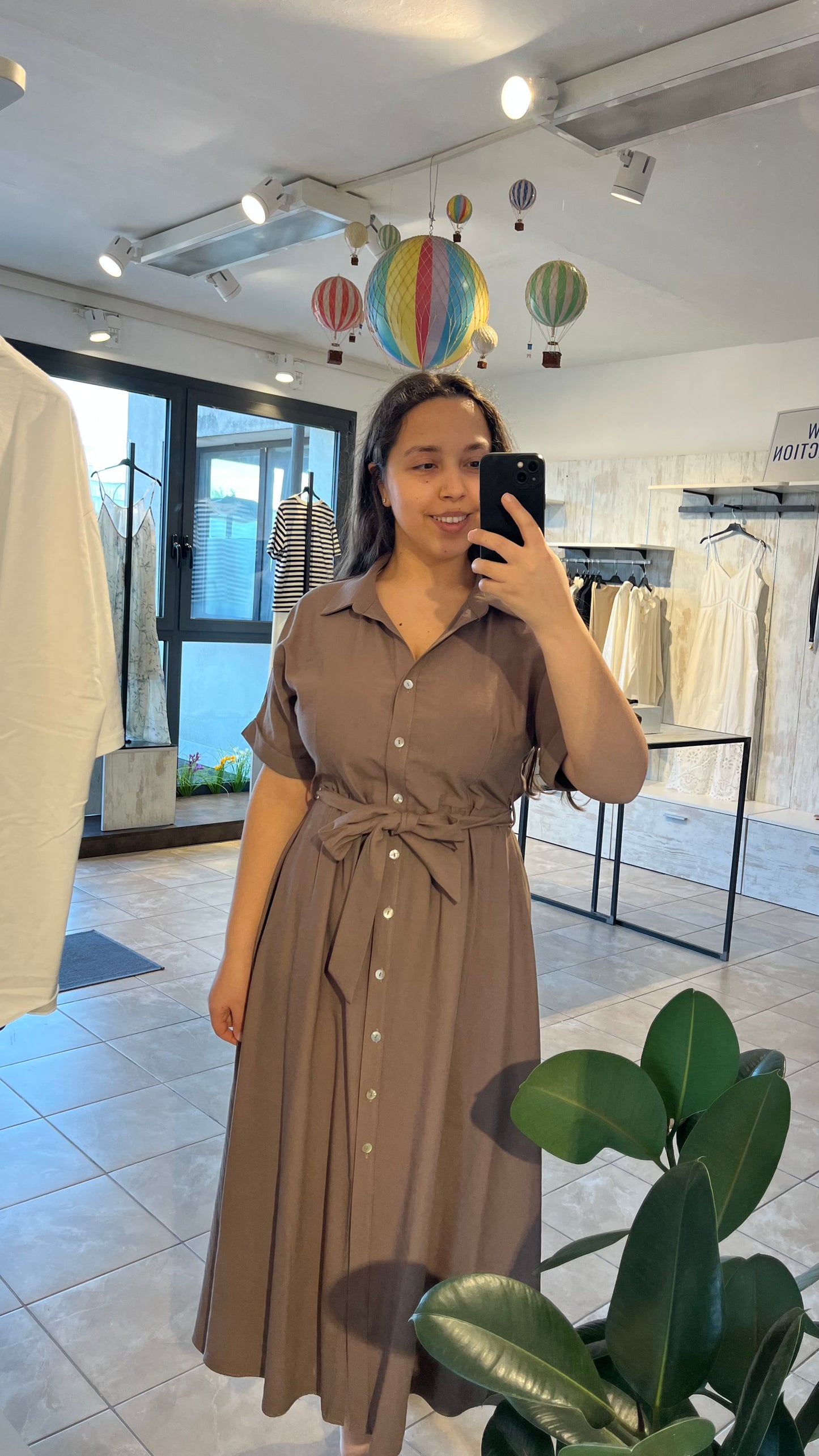 Vestito chemisier marrone lungo - Altamira Milano