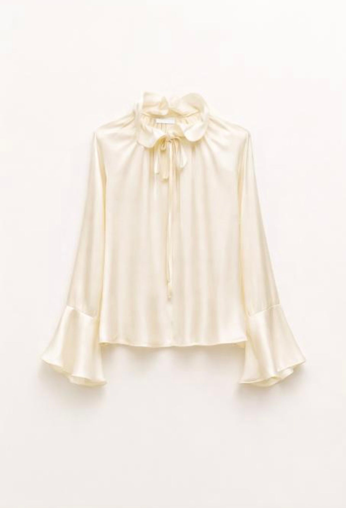 Camicia panna con rouches e volant - Lumina