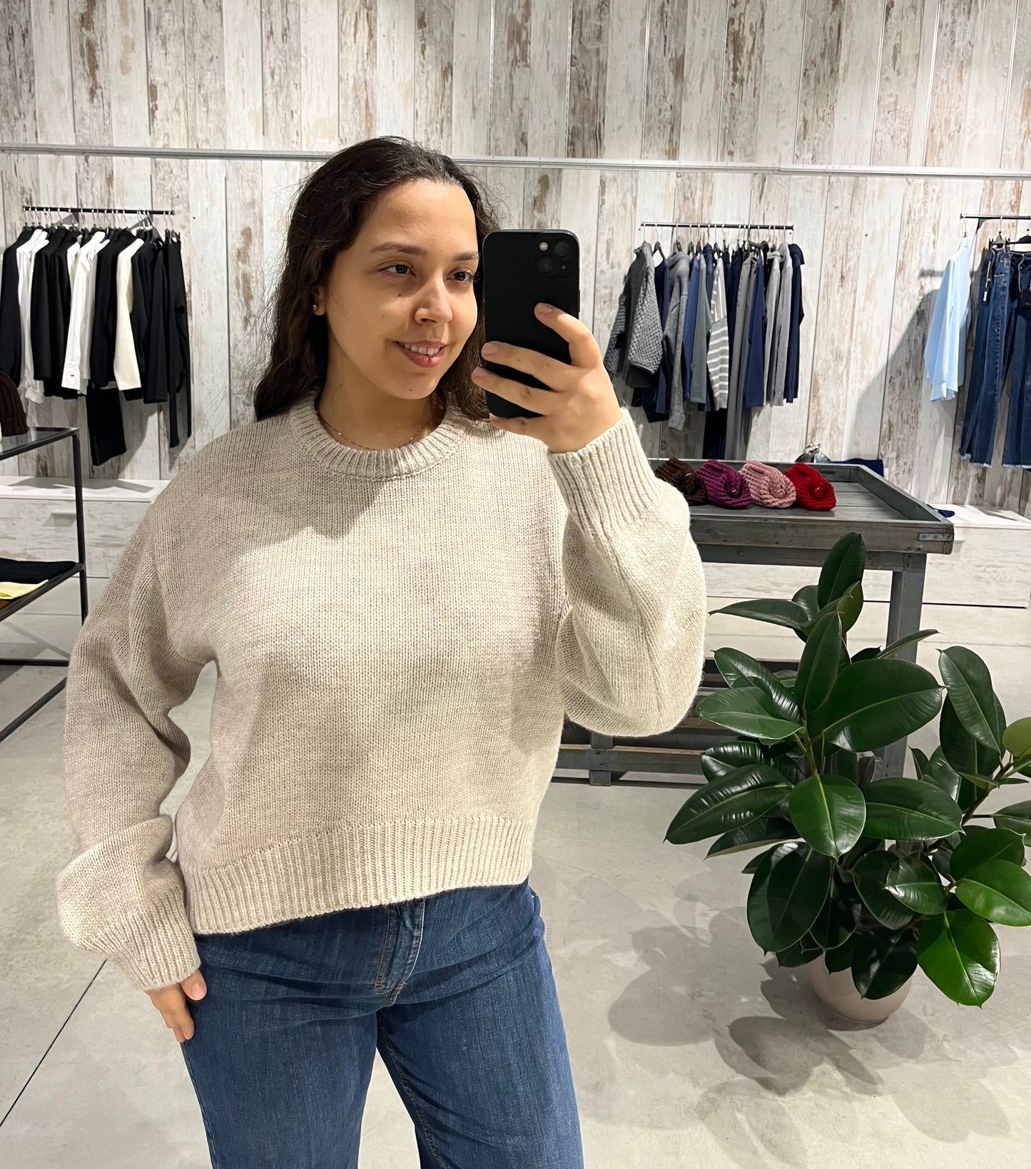 Maglione girocollo sabbia - Lumina