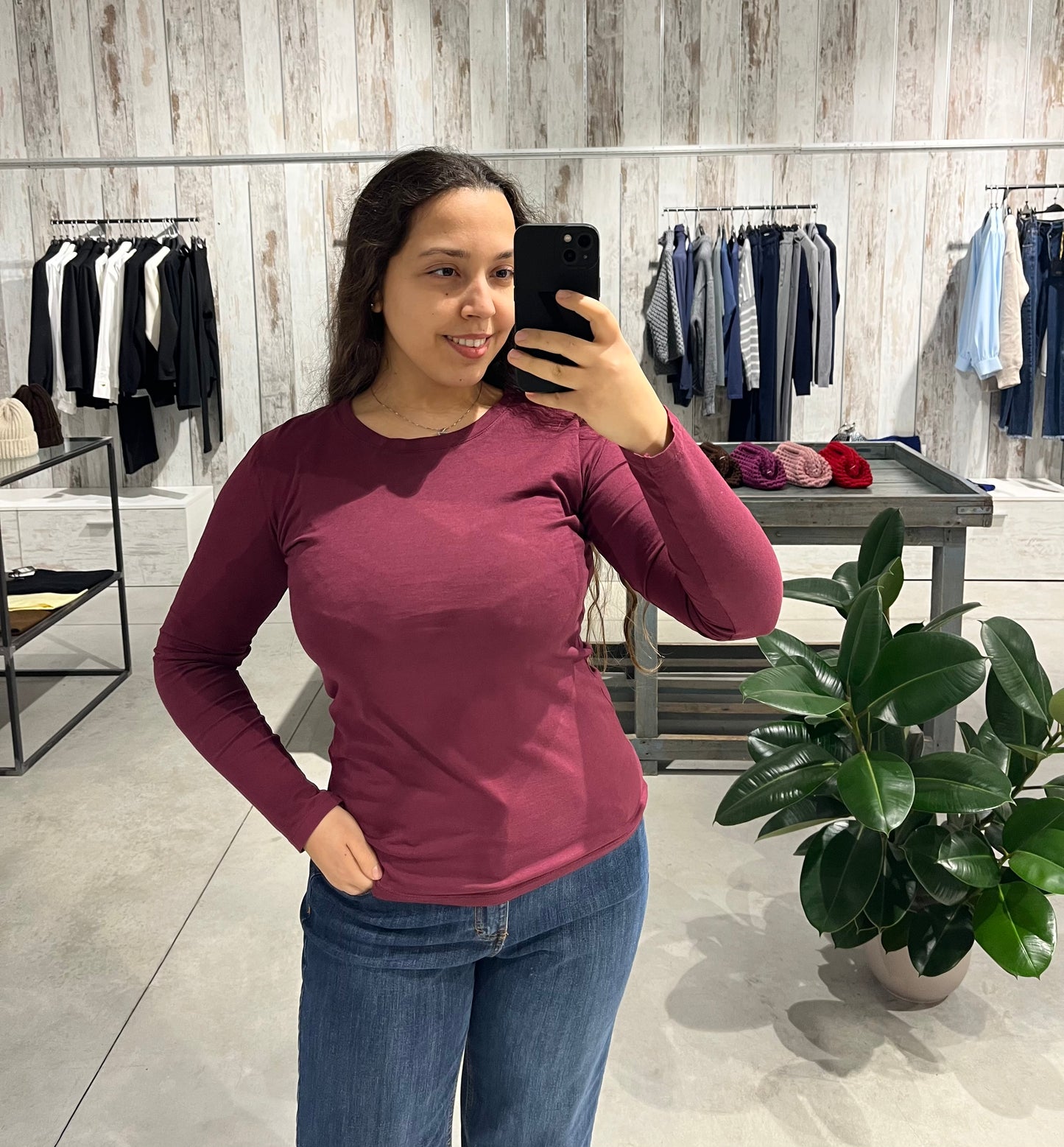 Maglia basica bordeaux in 100% cotone - Altamira Milano