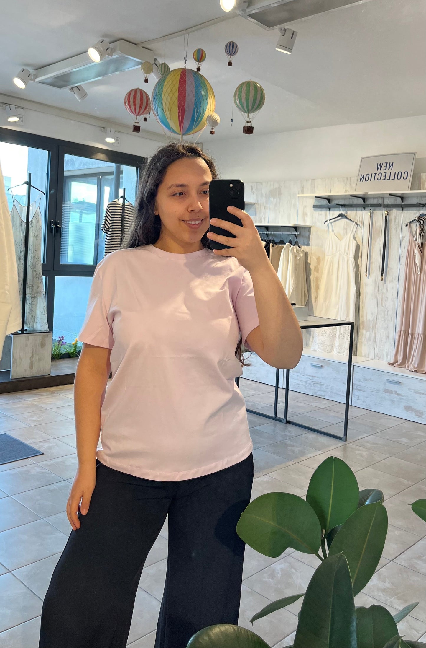 T-shirt basica rosa in 100% cotone - Lumina