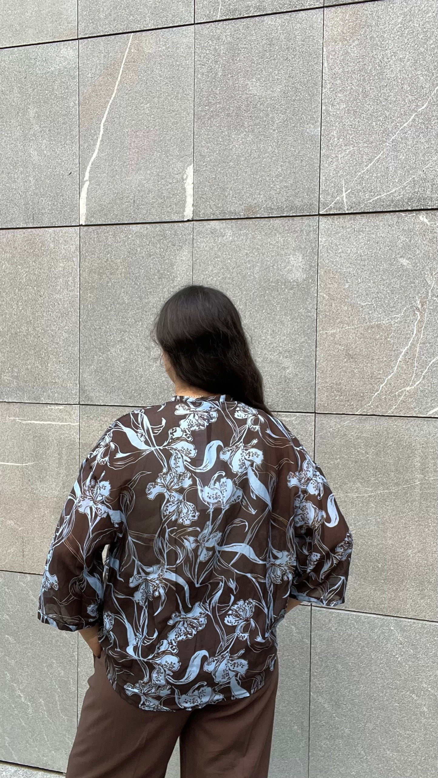 Blusa fantasia in misto Cotone e Seta - Altamira Milano