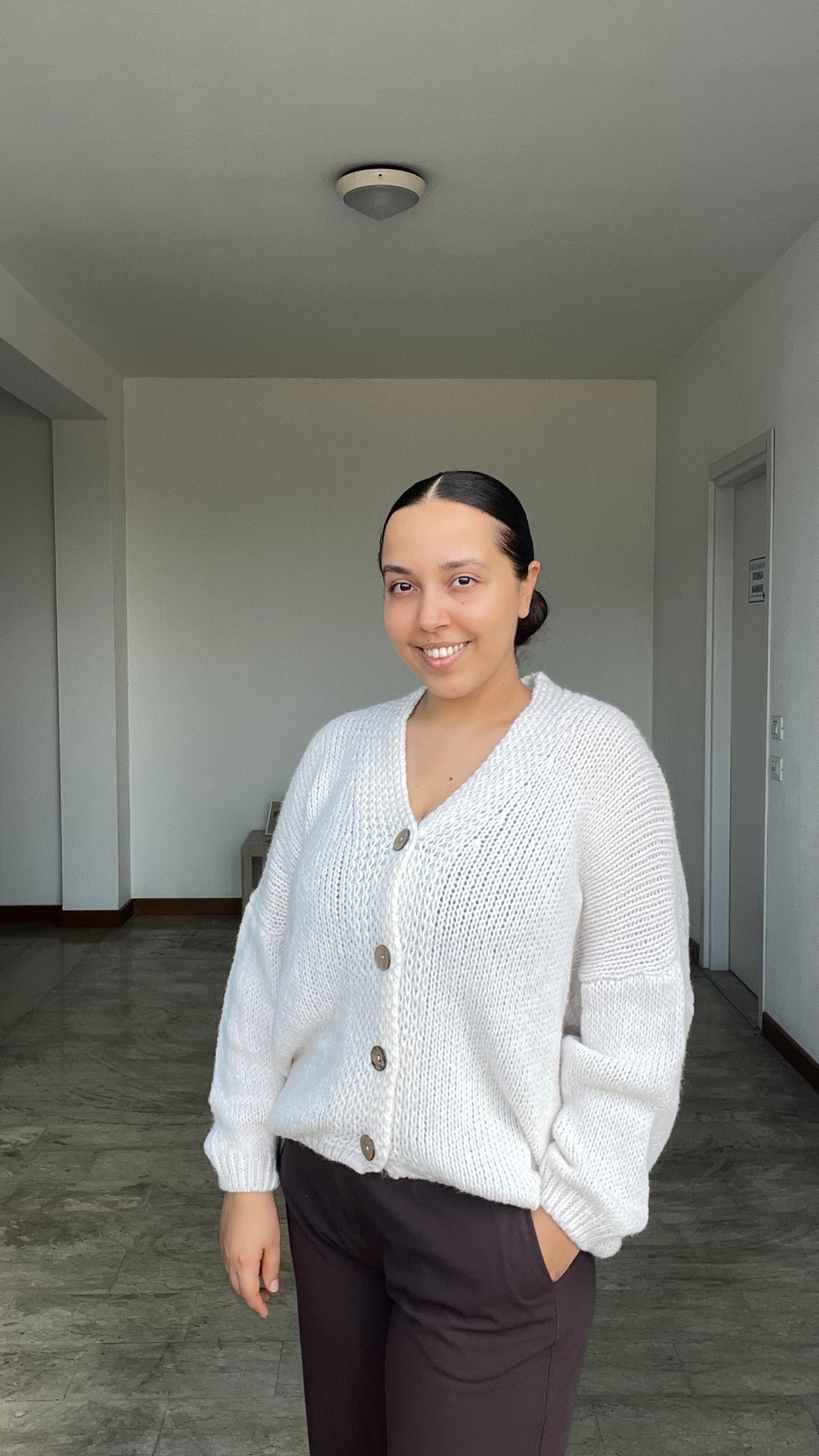 Cardigan 4 bottoni panna