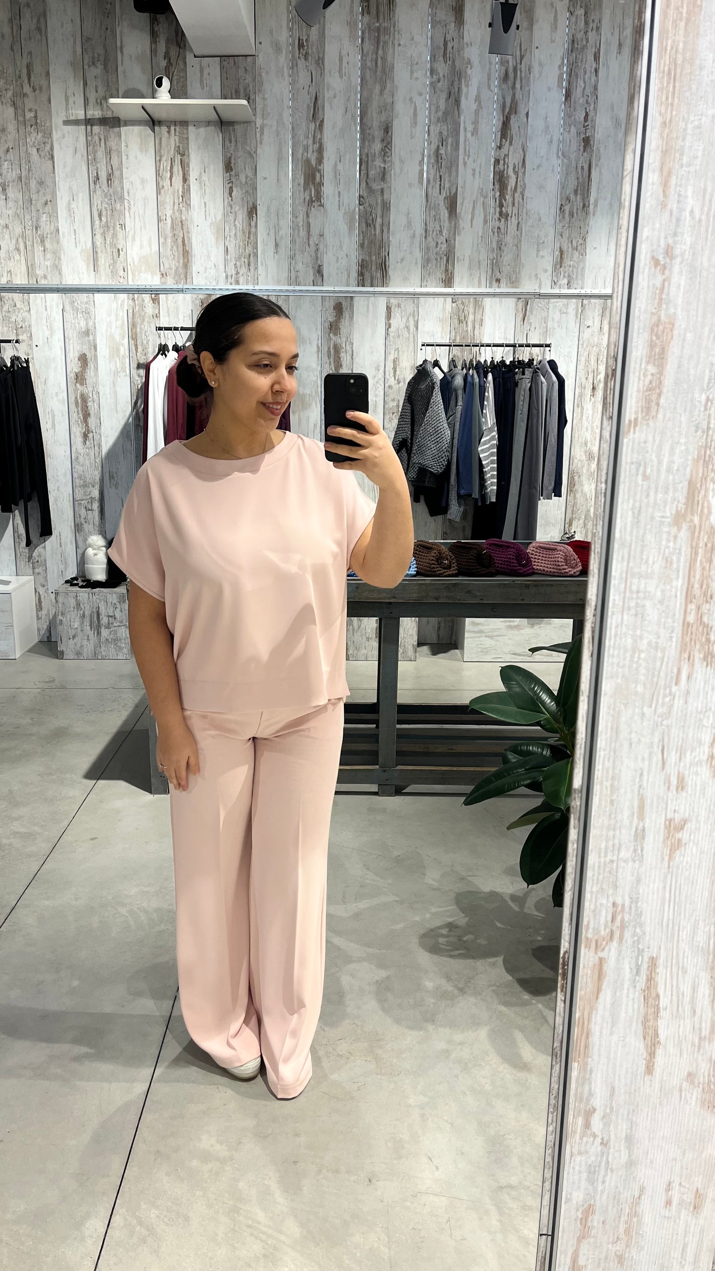 Blusa manica corta a scatoletta rosa - Altamira Milano