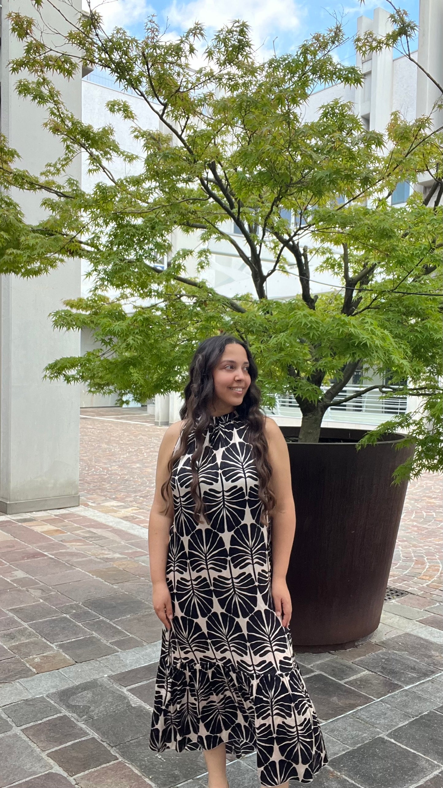 Vestito satinato in fantasia - Altamira Milano