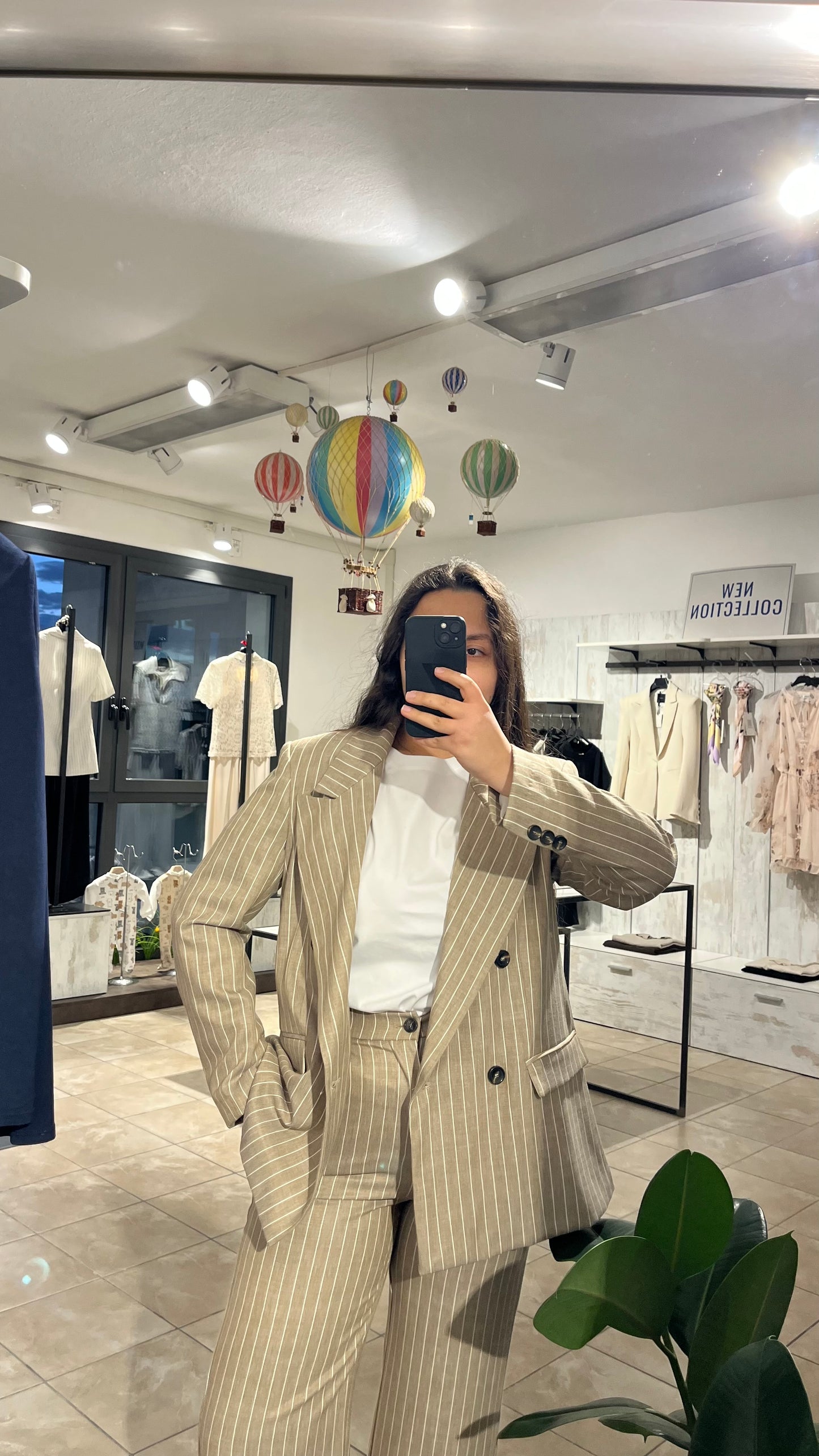 Blazer gessato beige - Altamira Milano
