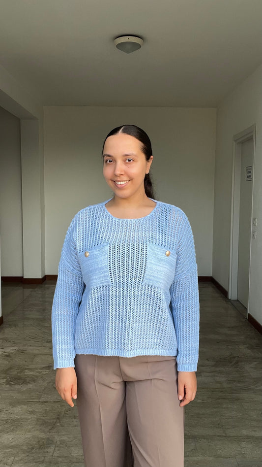Maglia con tasche sparkling celeste