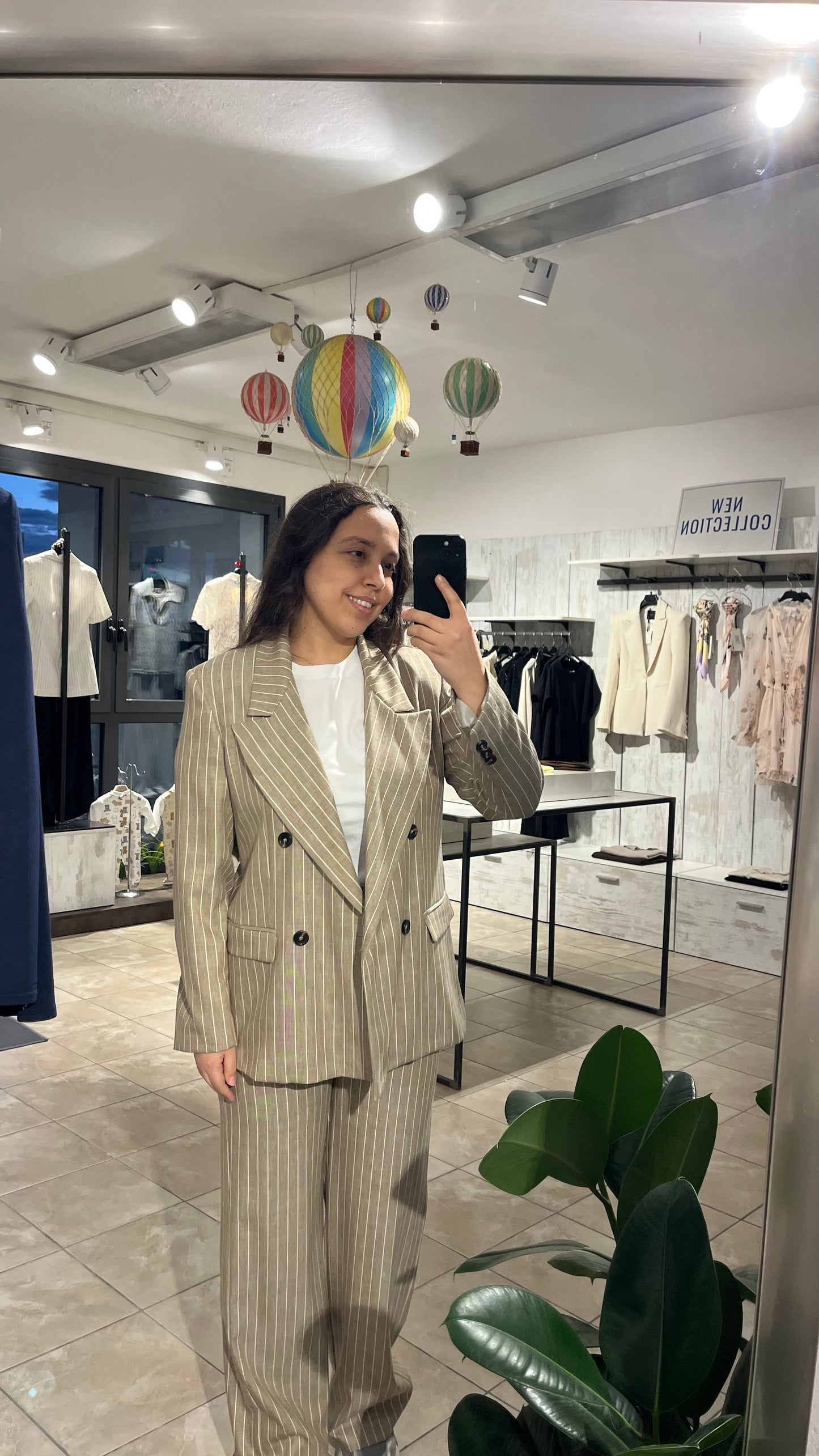 Blazer gessato beige - Altamira Milano