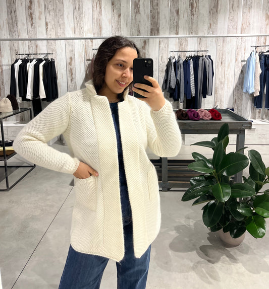 Cardigan bianco con tasche - Altamira Milano