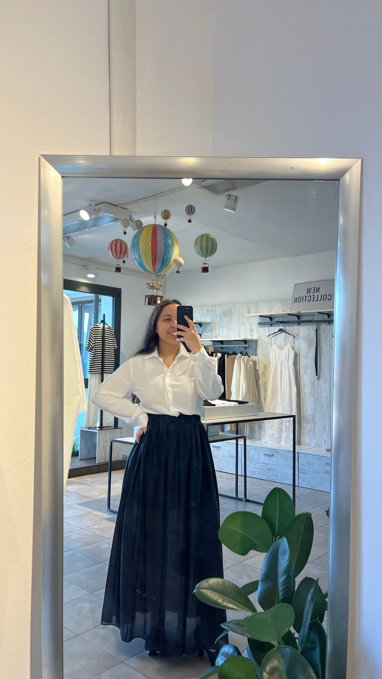 Gonna midi in tessuto misto tencel - Lumina