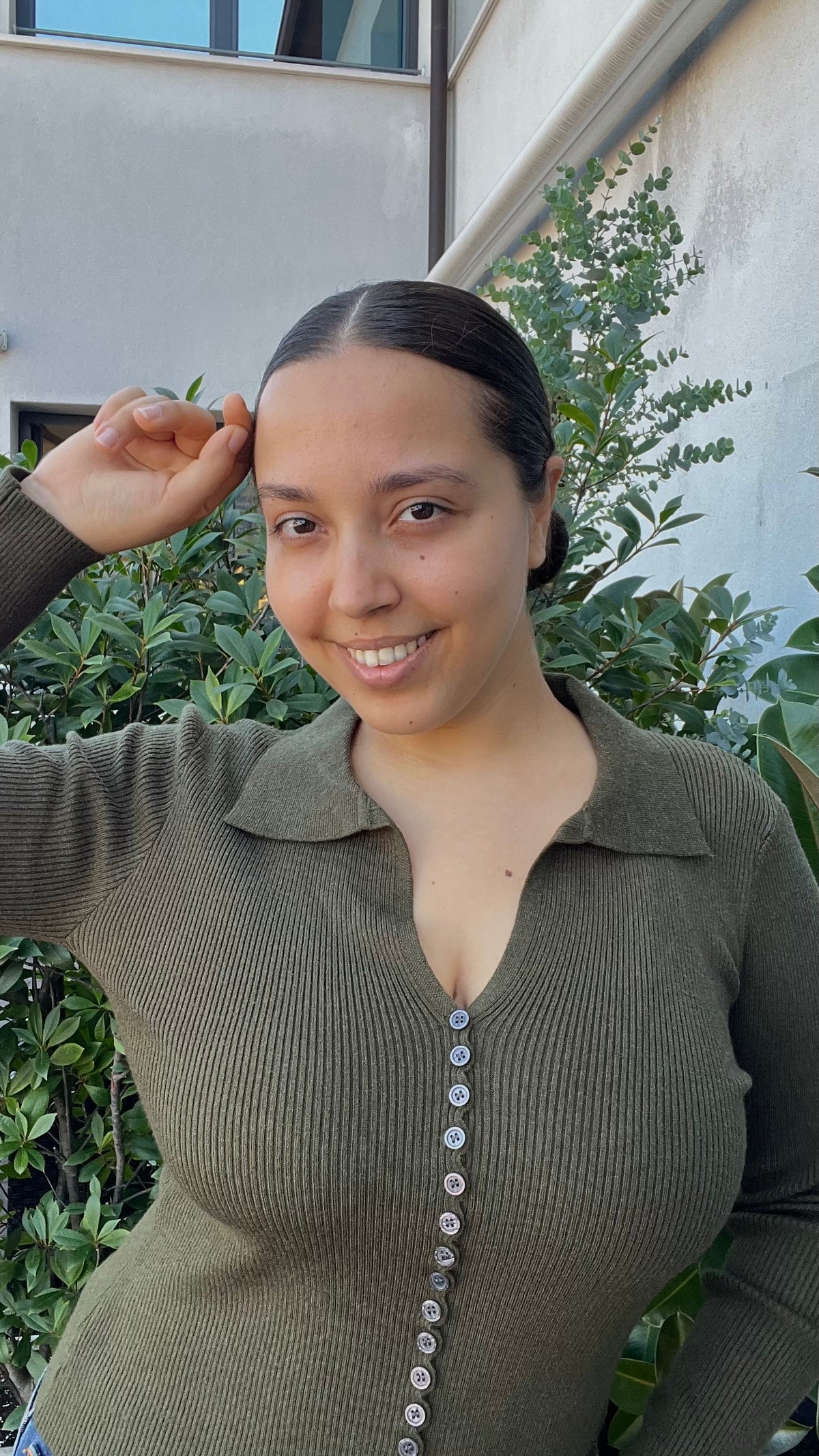 Polo costina bottoni verde