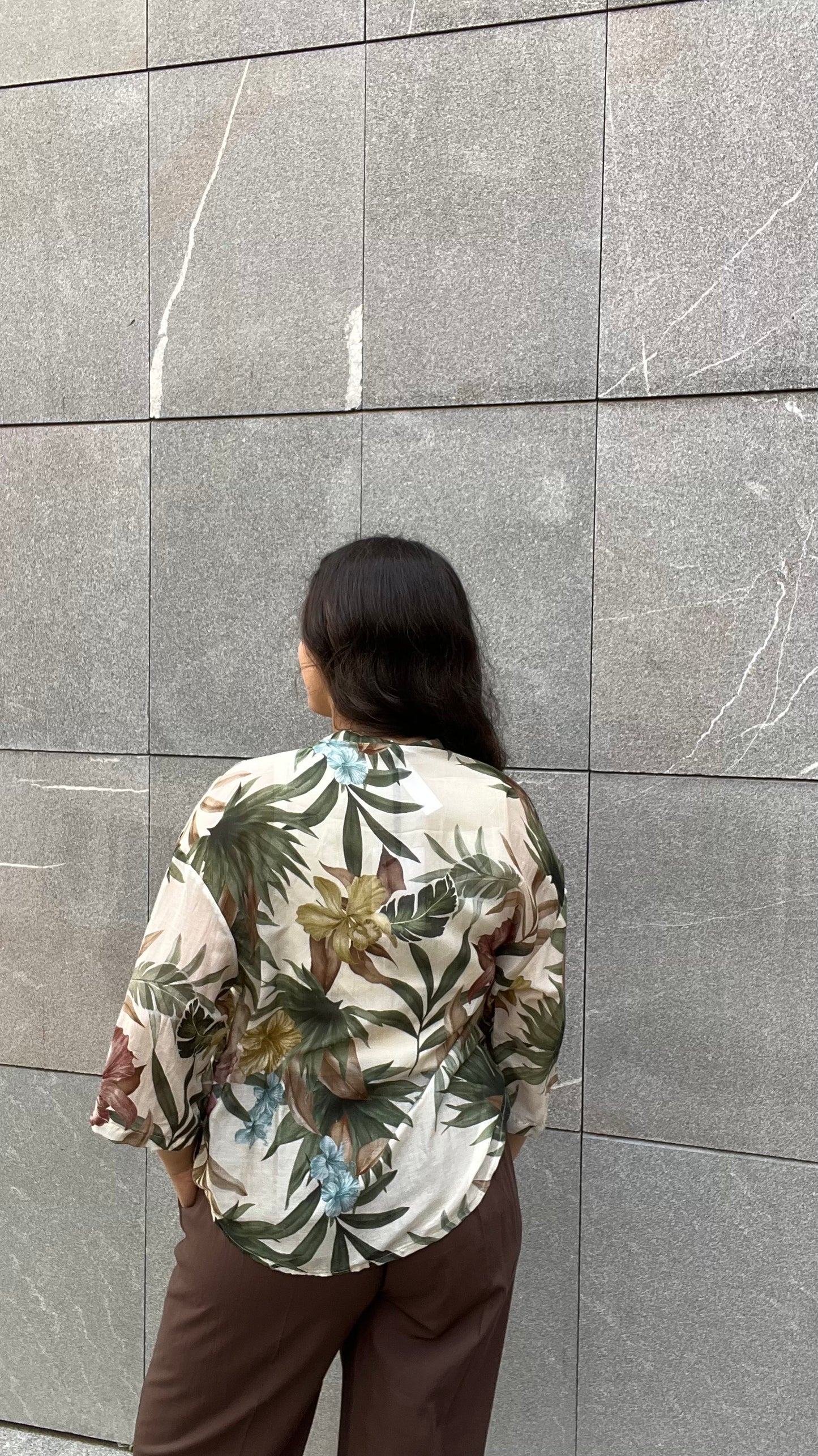 Blusa fantasia in misto Cotone e Seta - Altamira Milano