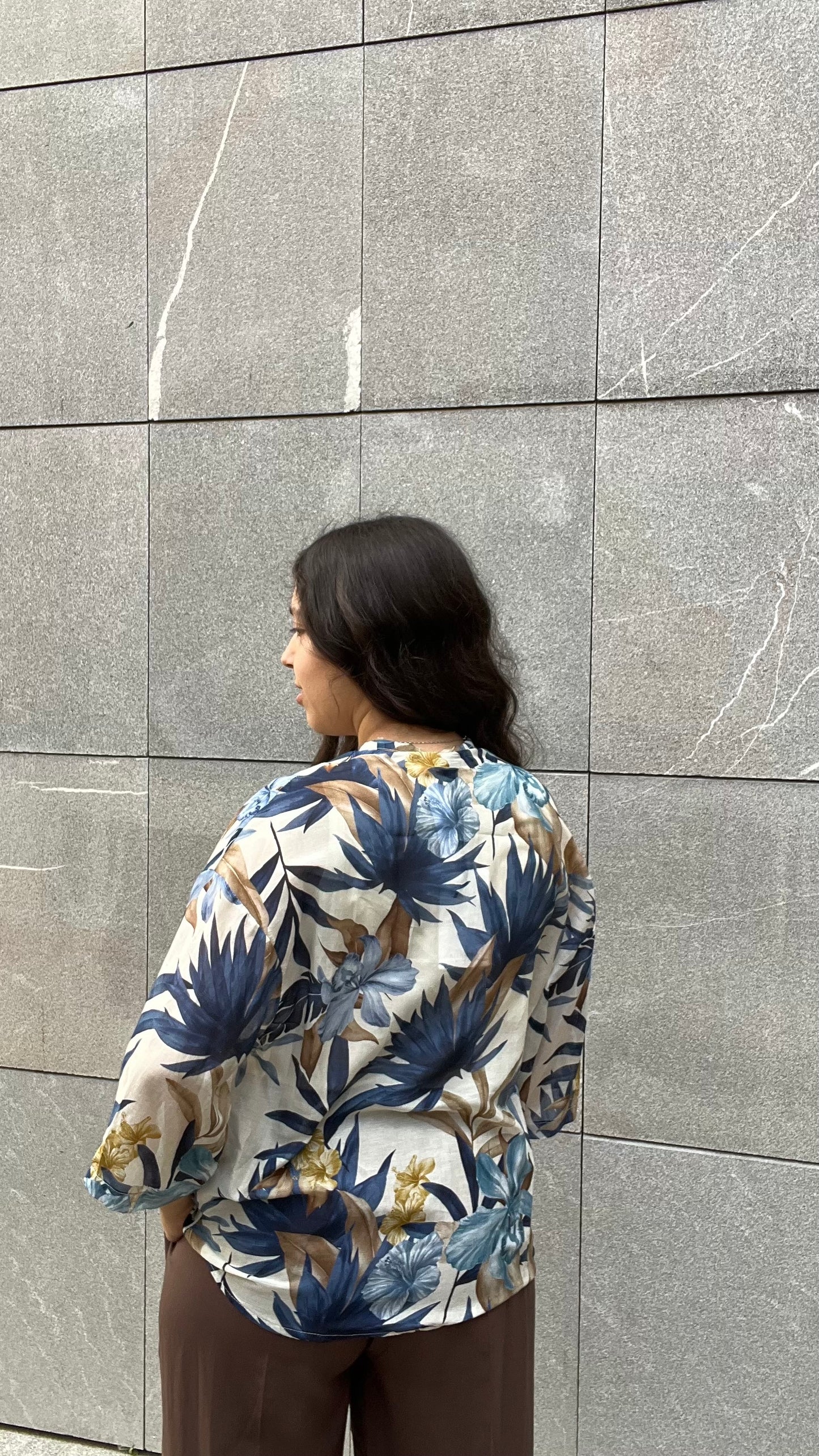 Blusa fantasia in misto Cotone e Seta - Altamira Milano