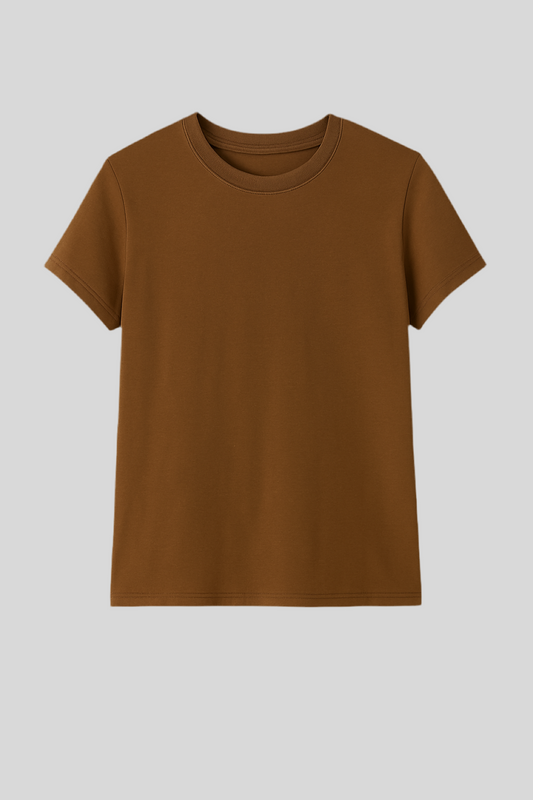 T-shirt basica tabacco in 100% cotone - Lumina
