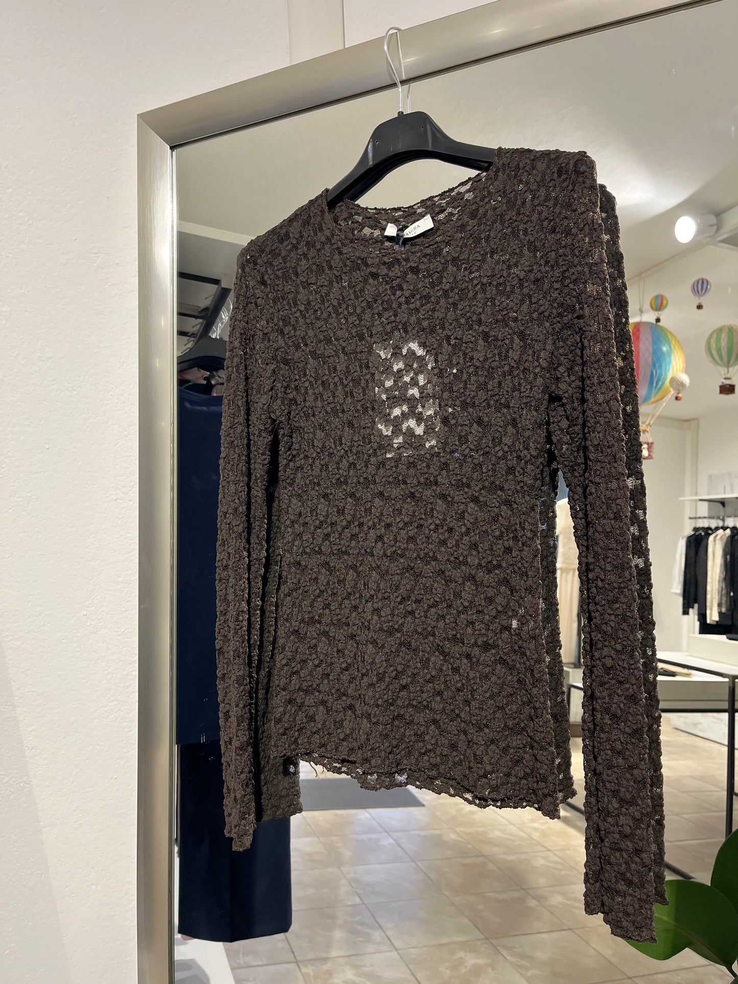 Maglia marrone in pizzo floreale - Altamira Milano