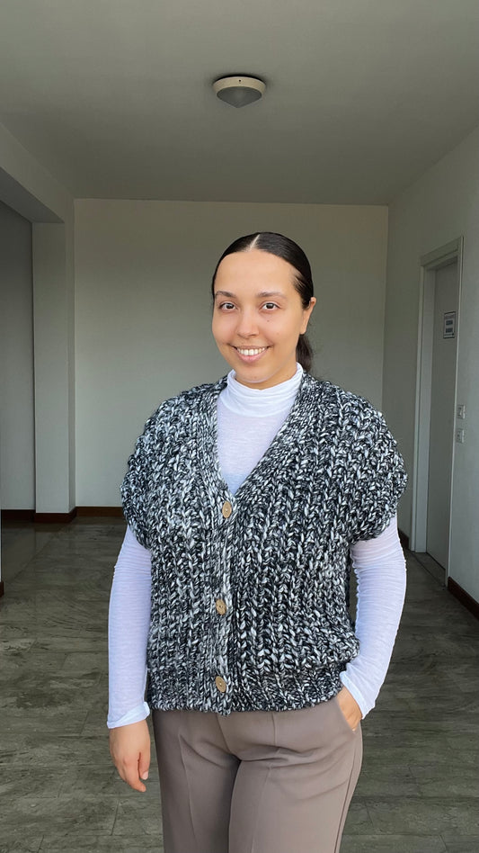 Gilet cozy tre bottoni grigio