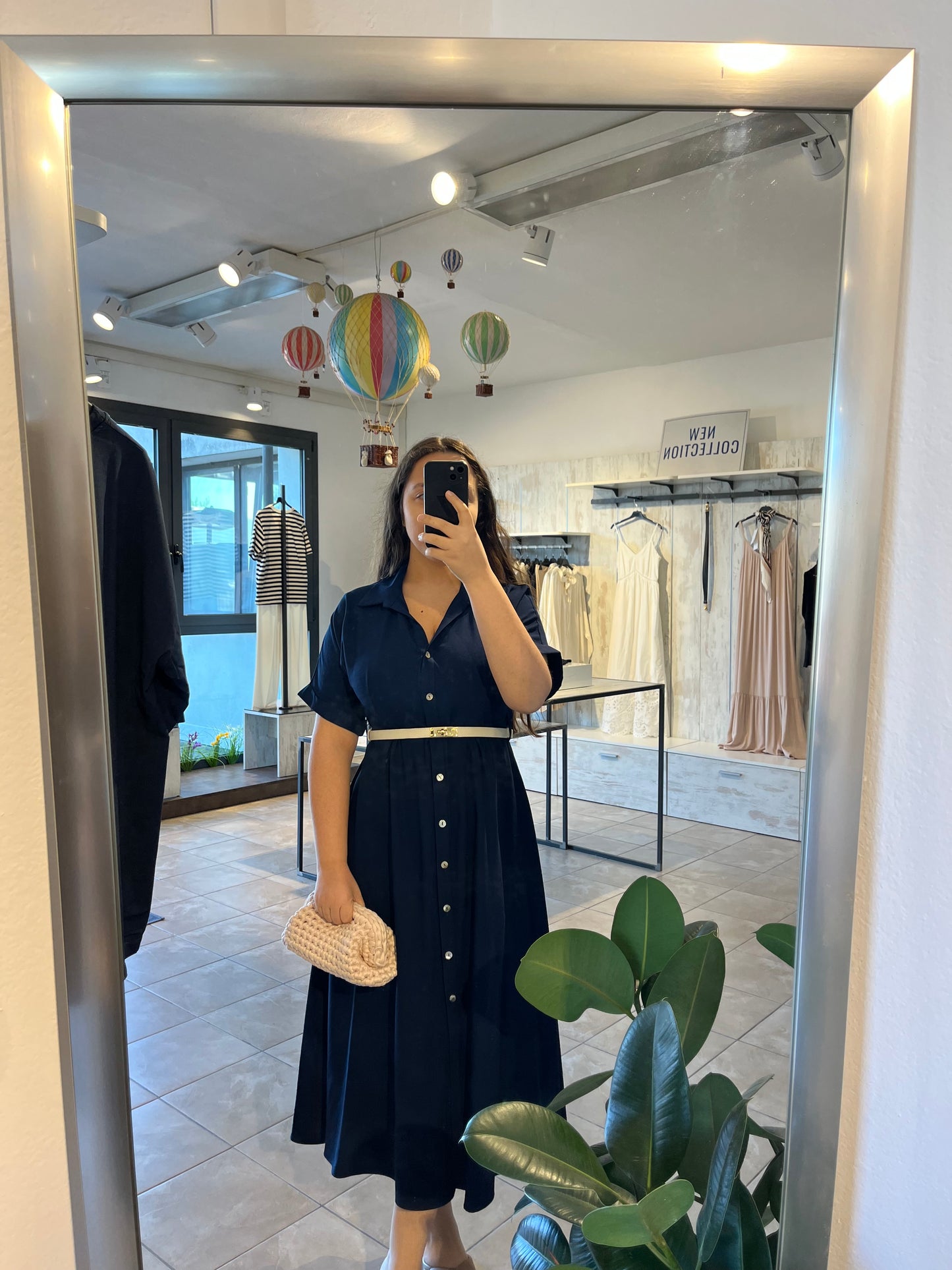 Vestito chemisier blu lungo - Altamira Milano