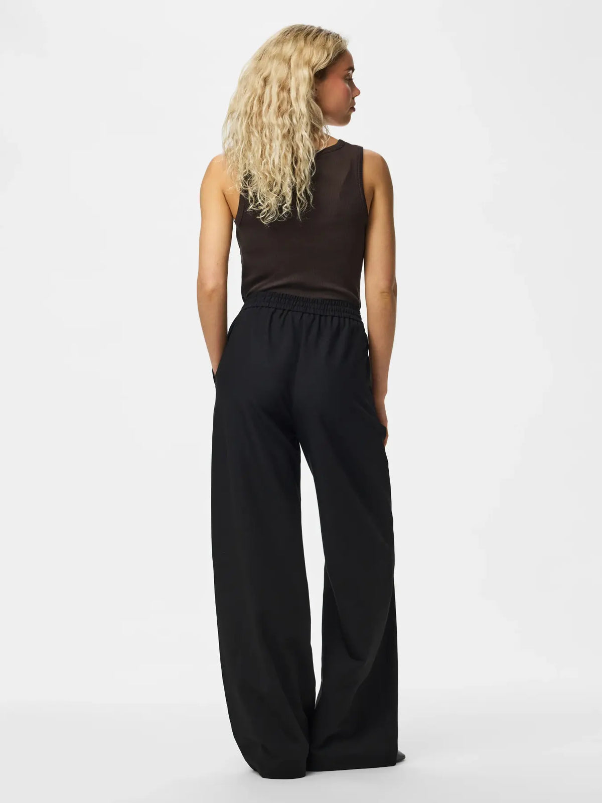 Pantaloni palazzo nero con coulisse Bosella - Pieces