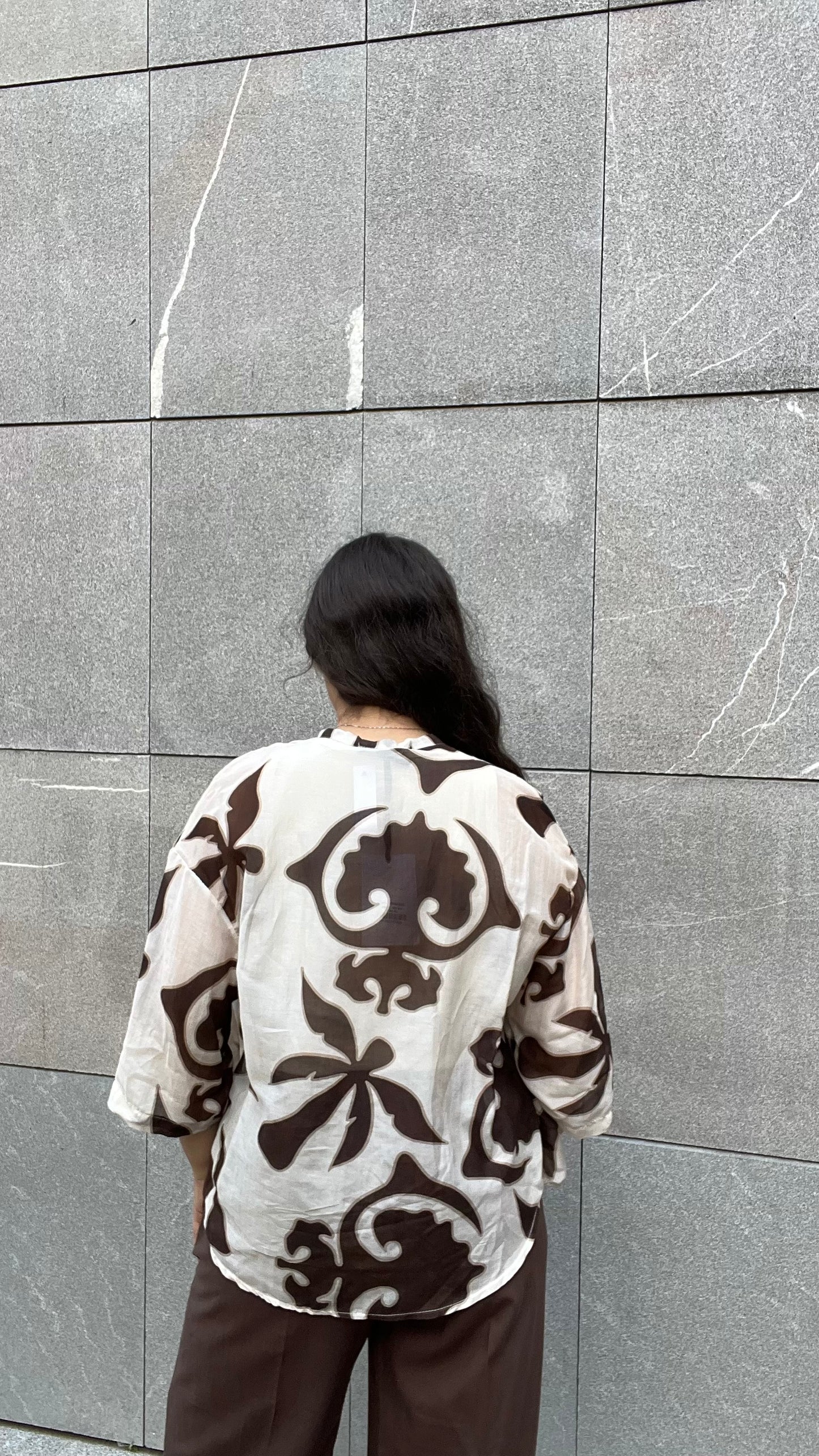 Blusa fantasia in misto Cotone e Seta - Altamira Milano
