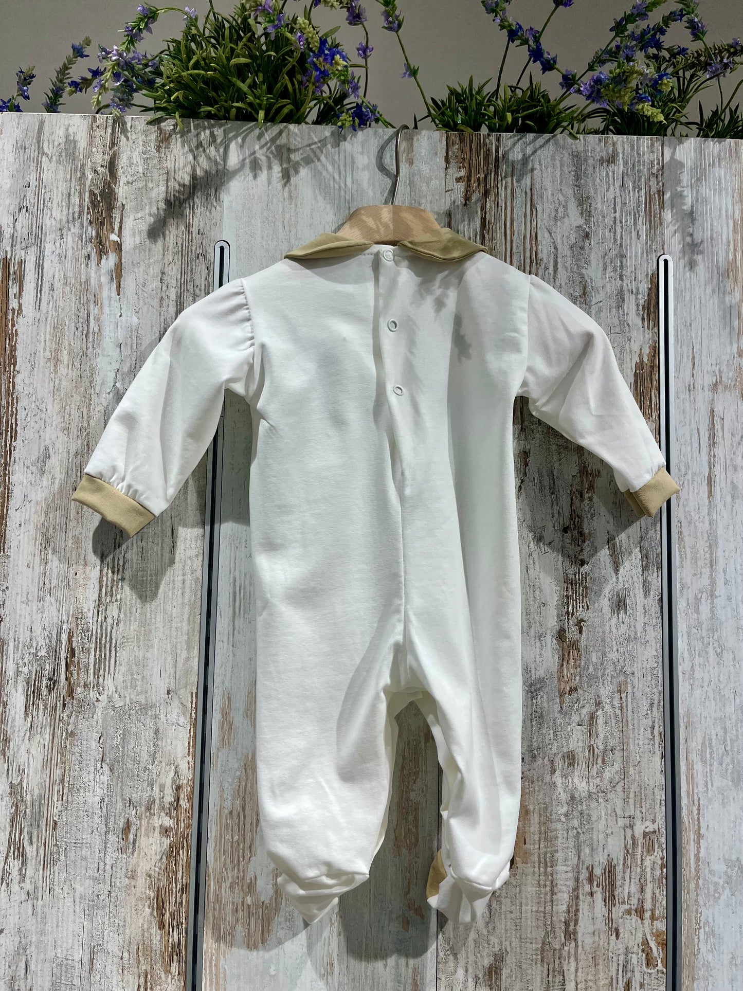 Tutina neonato bianco in cotone con cavalluccio - Tenerotti