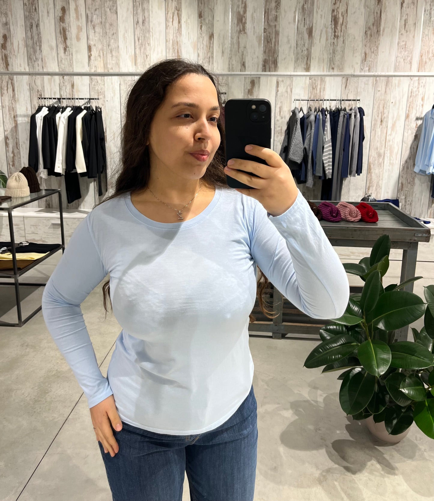 Maglia basica celeste in 100% cotone - Altamira Milano