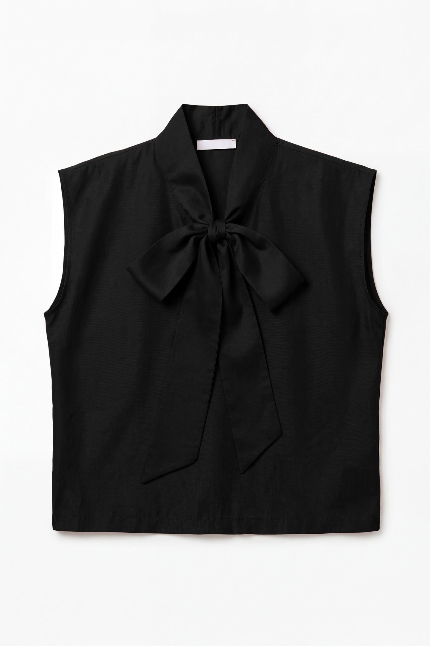 Blusa nera con fiocco in misto lyocell - Lumina