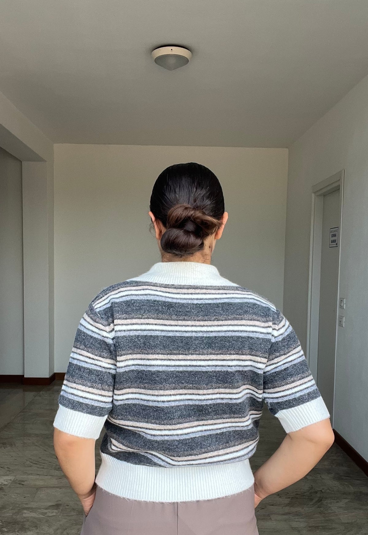 Maglia polo rigata grigio
