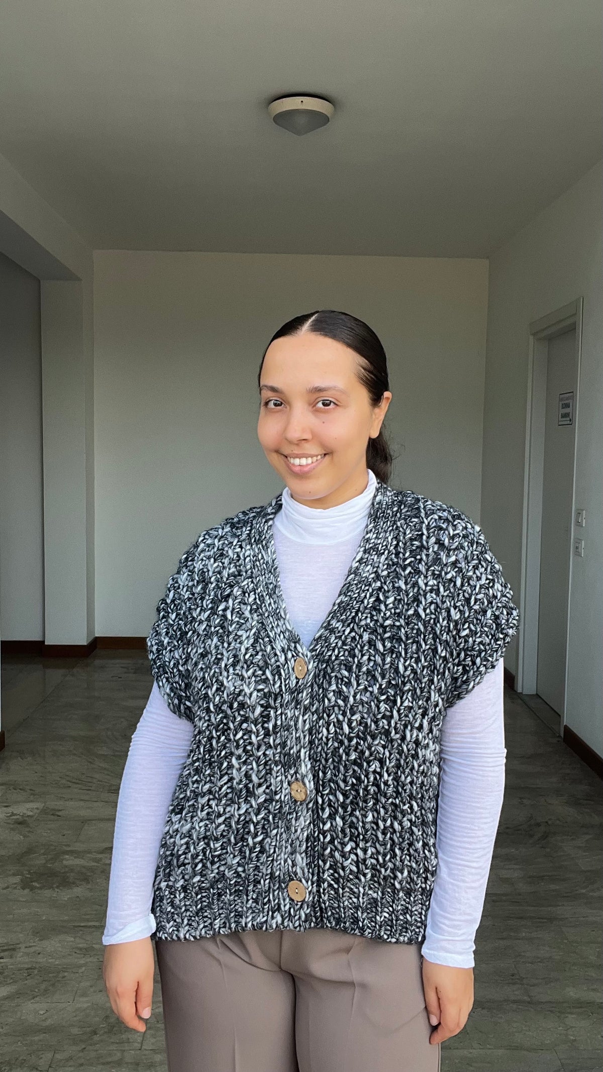 Gilet cozy tre bottoni grigio