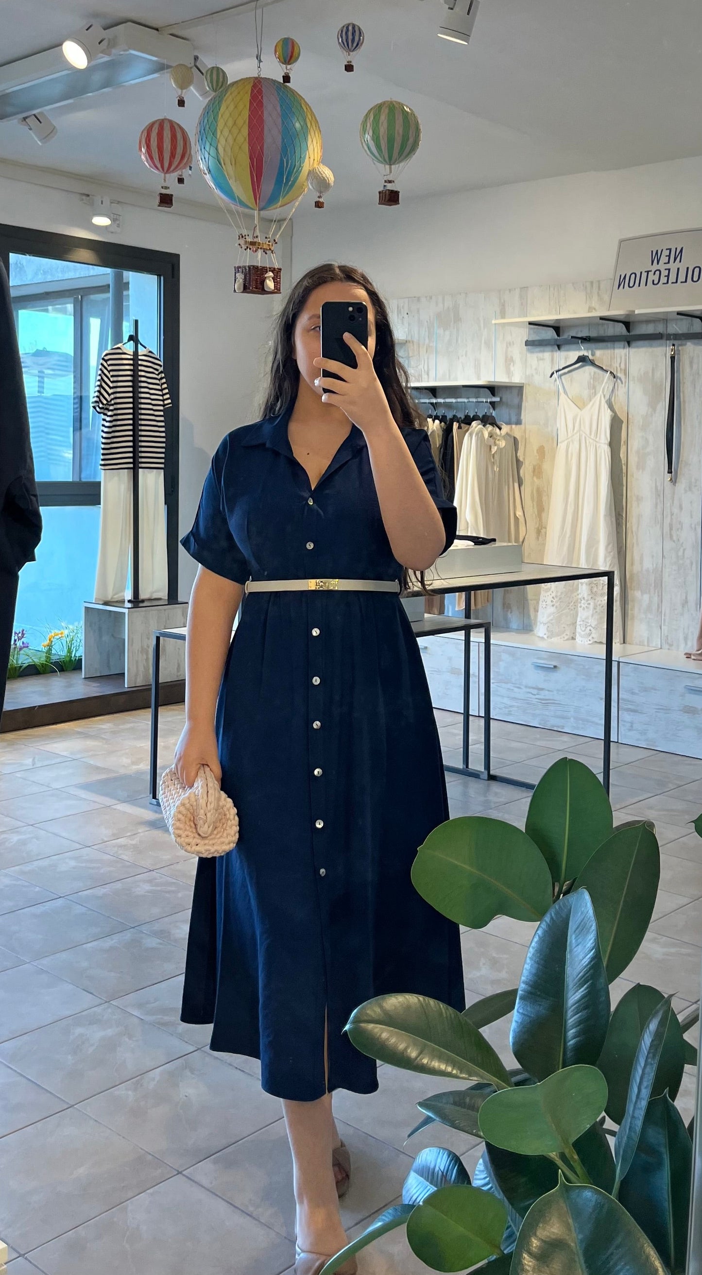 Vestito chemisier blu lungo - Altamira Milano
