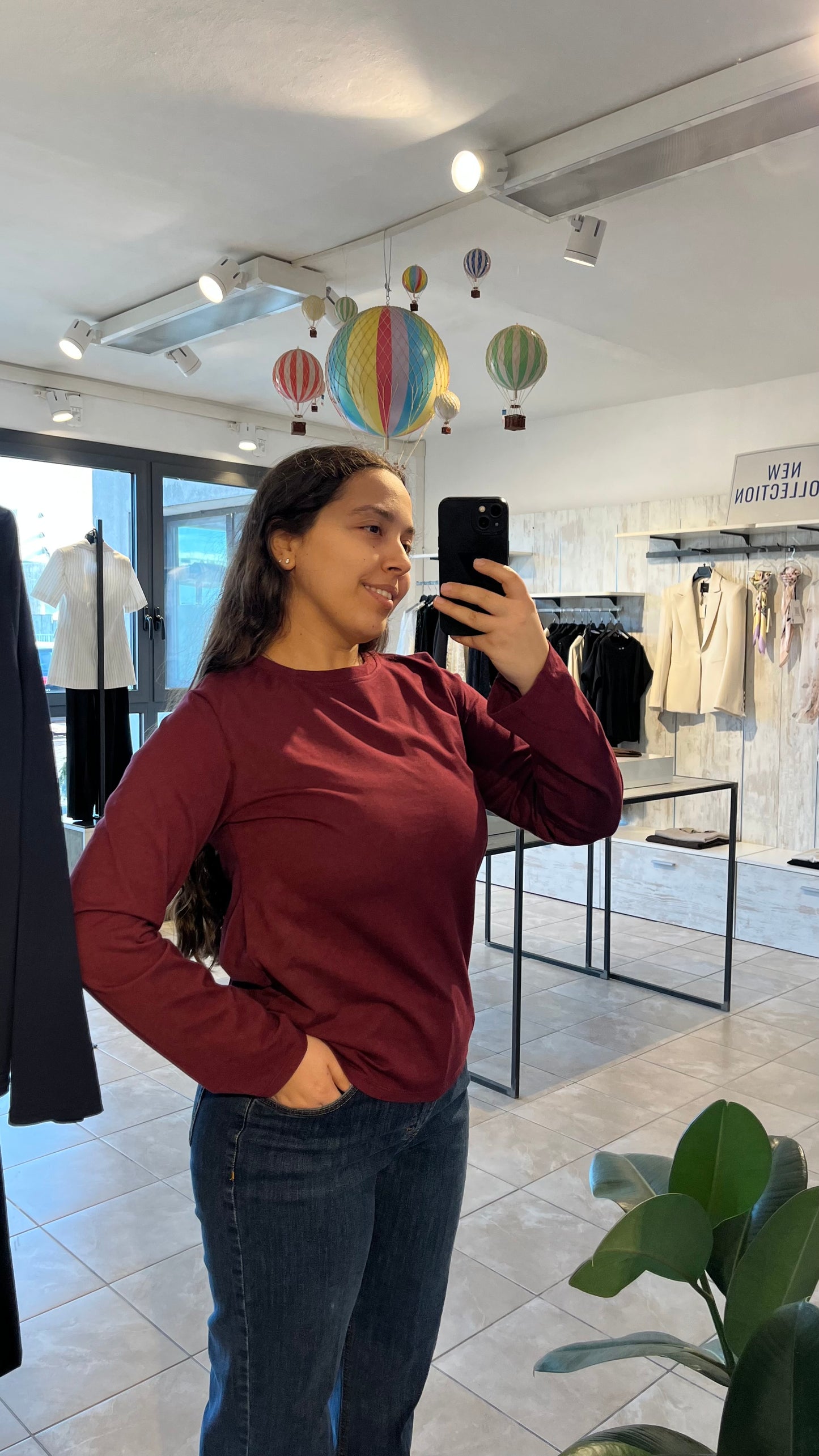 Maglia basica bordeaux in cotone elasticizzato - Altamira Milano