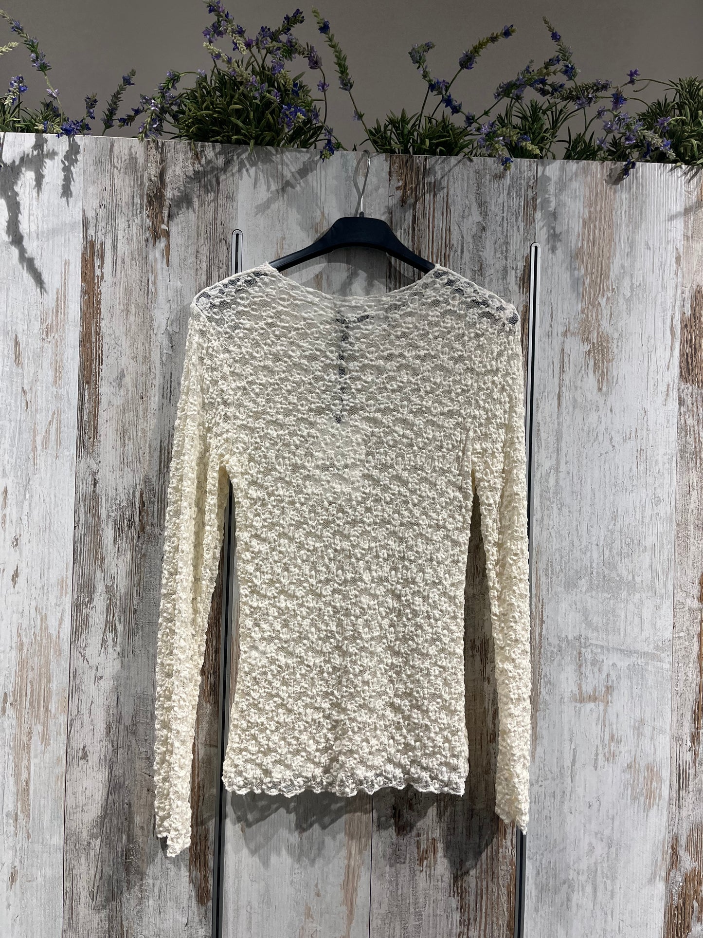 Maglia panna in pizzo floreale - Altamira Milano