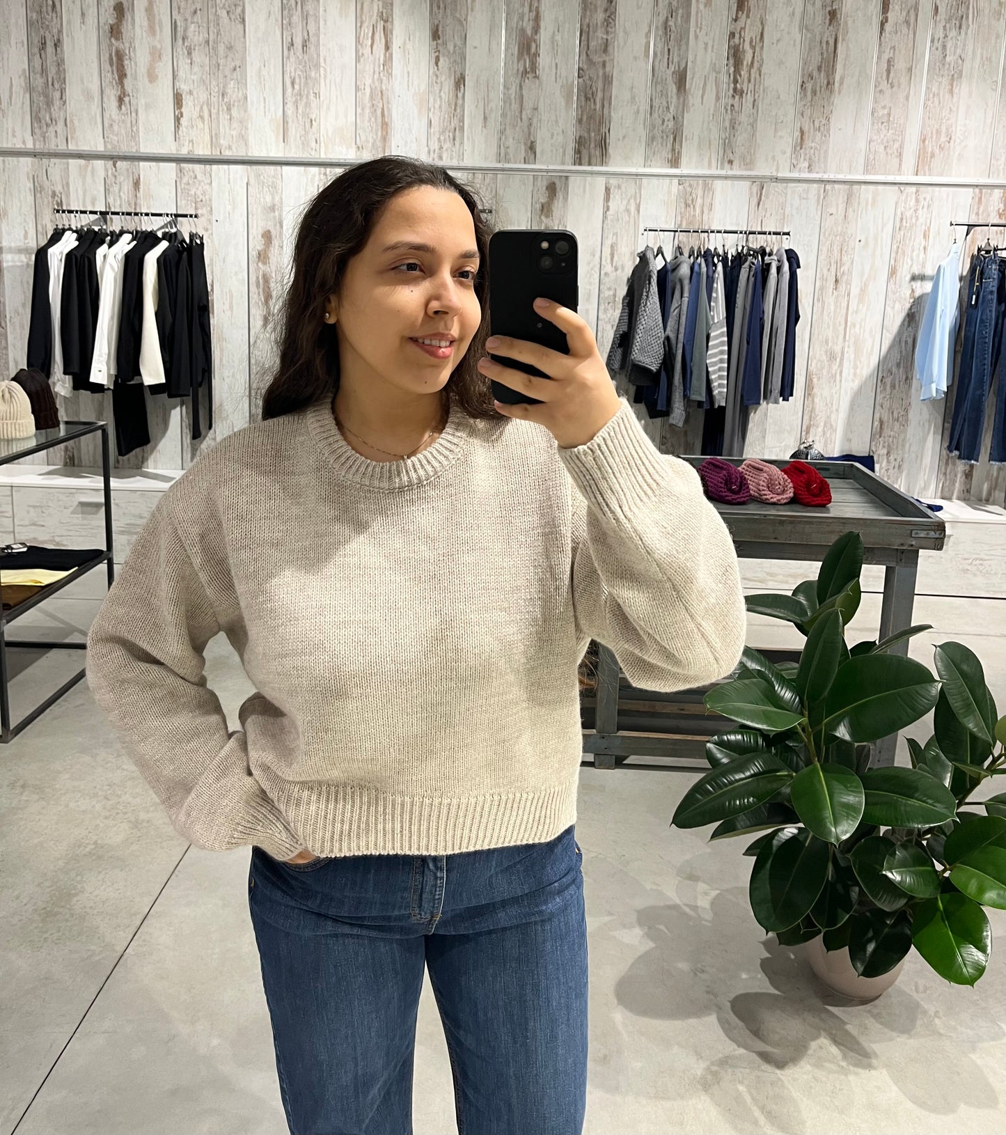 Maglione girocollo sabbia - Lumina