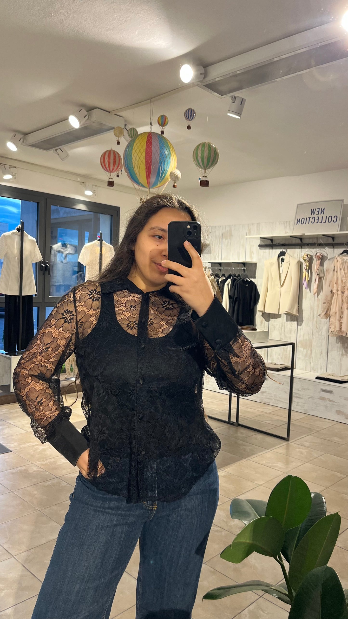 Camicia in pizzo nero - Lumina