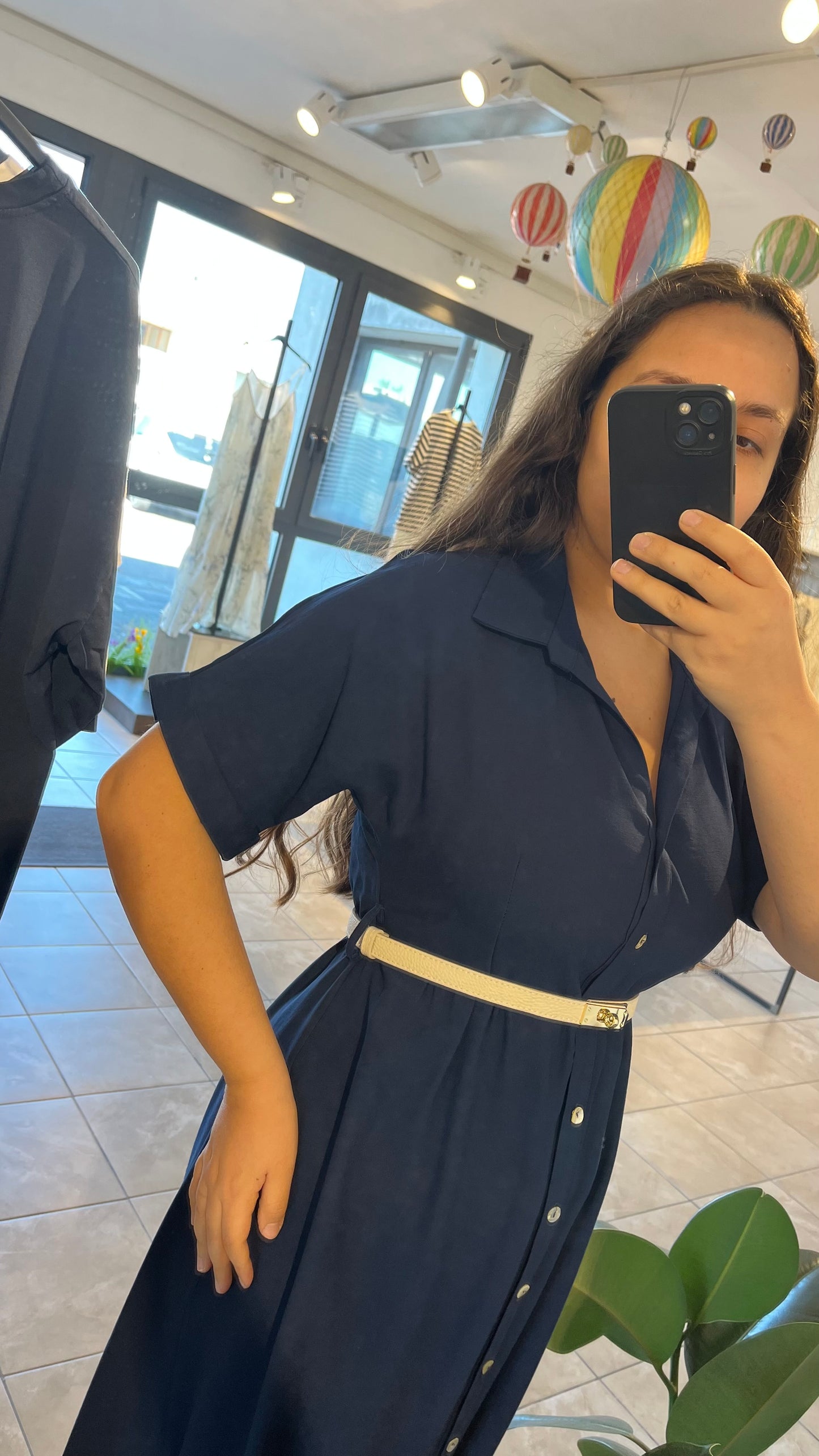 Vestito chemisier blu lungo - Altamira Milano