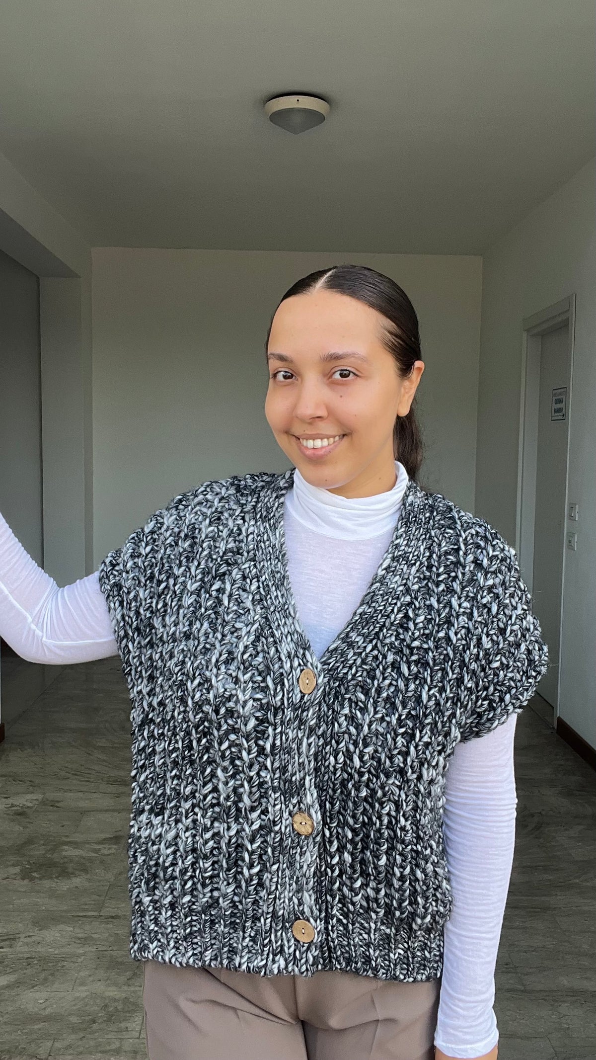 Gilet cozy tre bottoni grigio