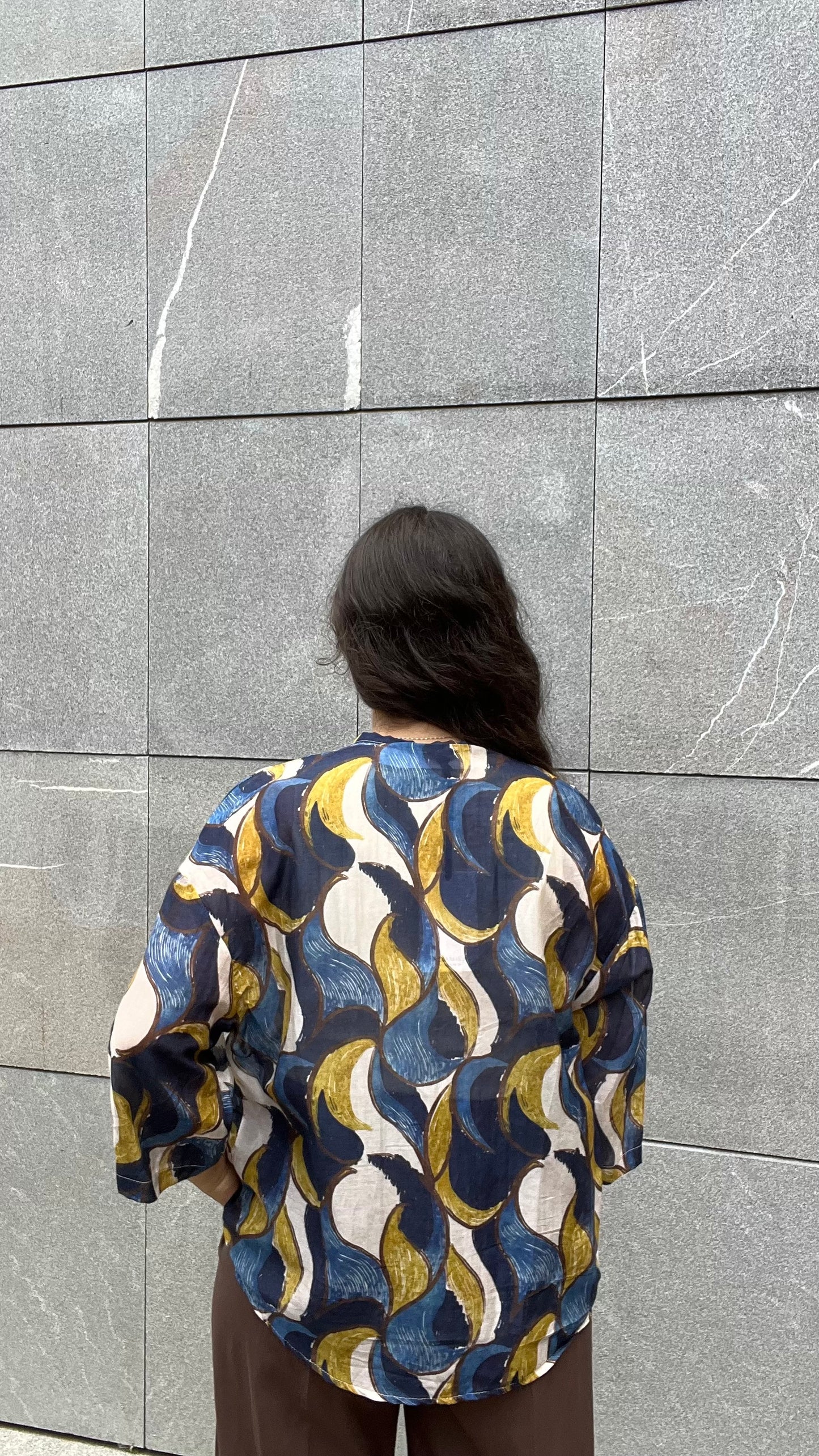 Blusa fantasia in misto Cotone e Seta - Altamira Milano