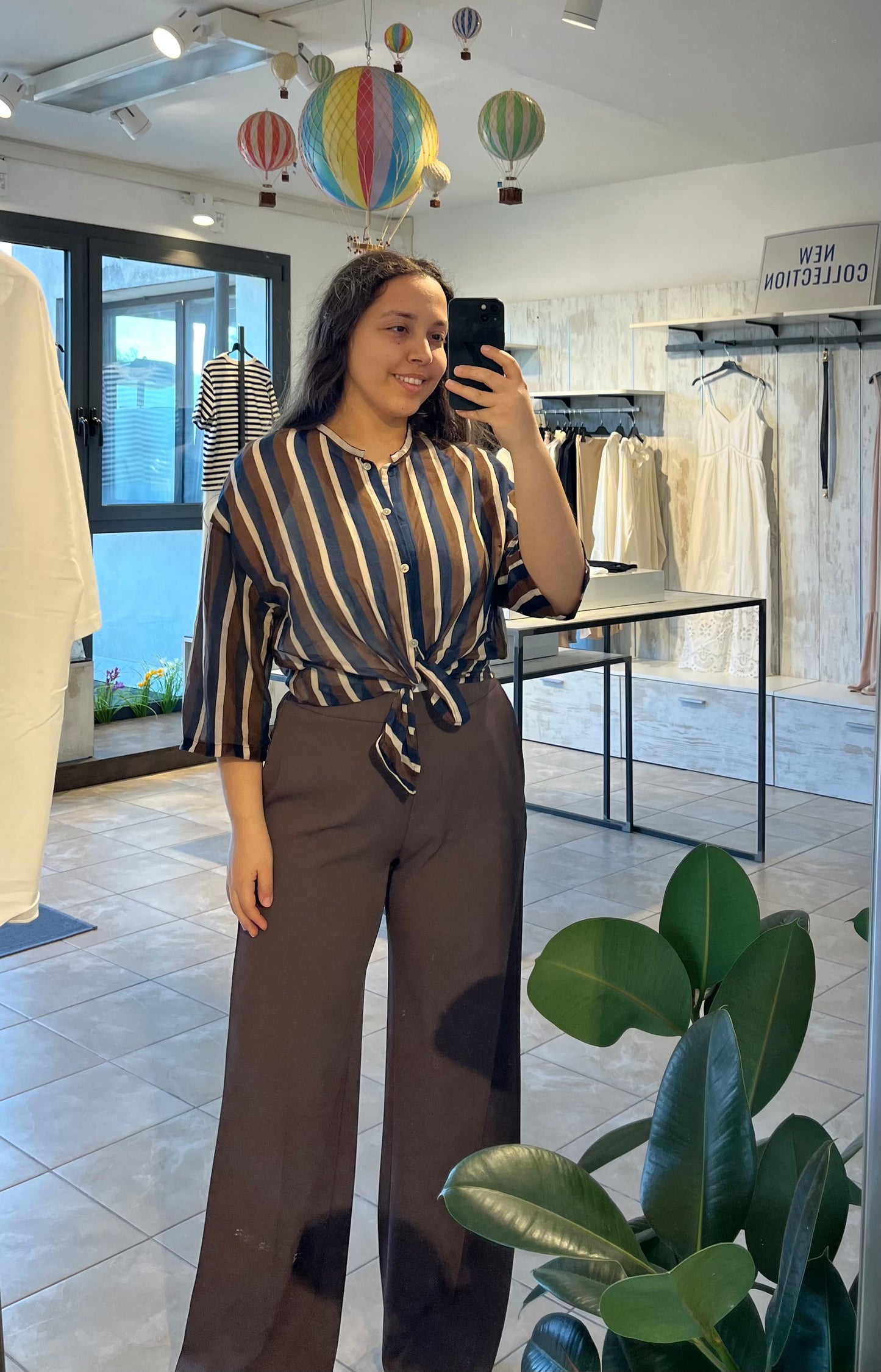 Blusa a righe in misto Cotone e Seta - Altamira Milano