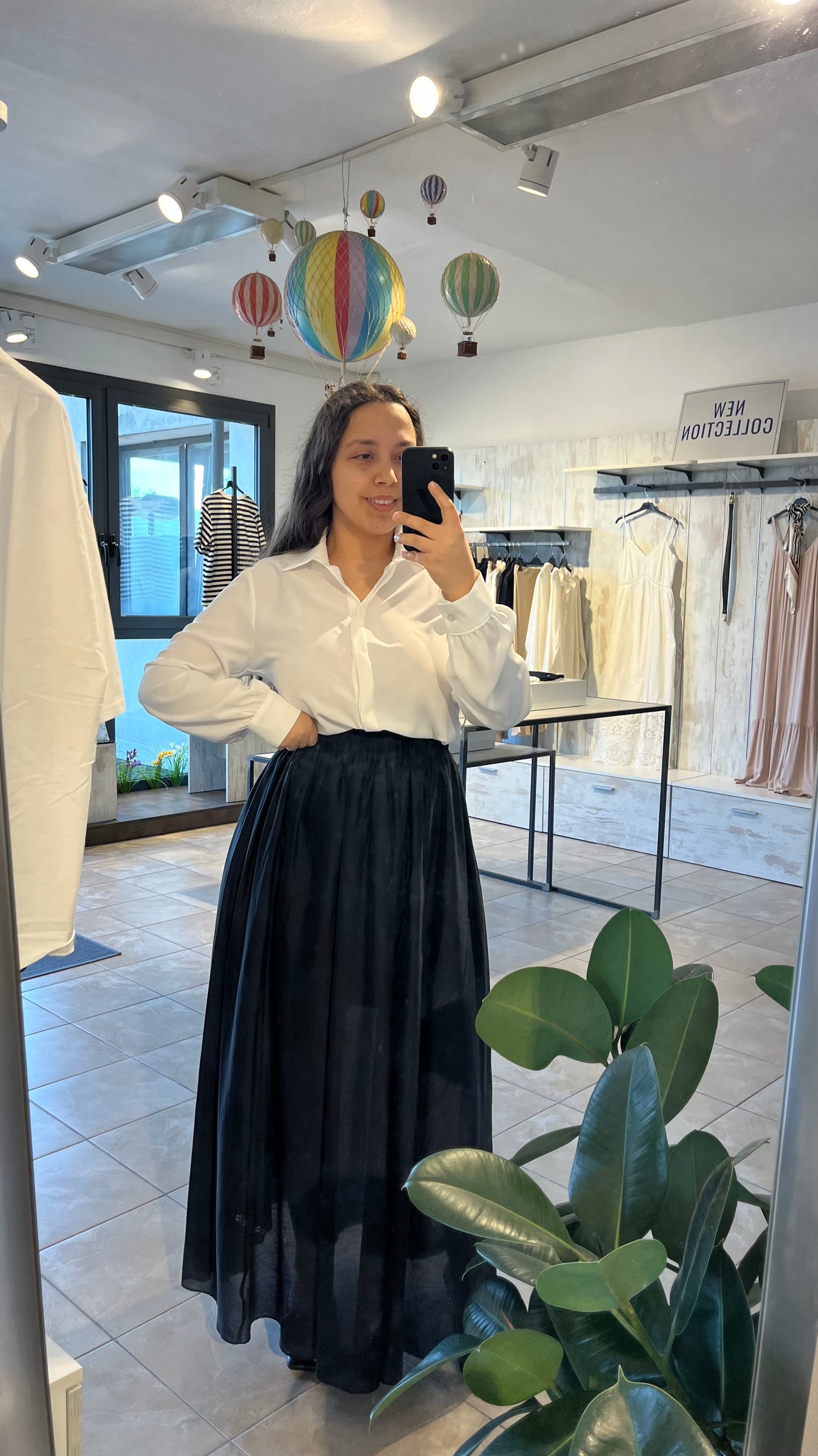 Gonna midi in tessuto misto tencel - Lumina