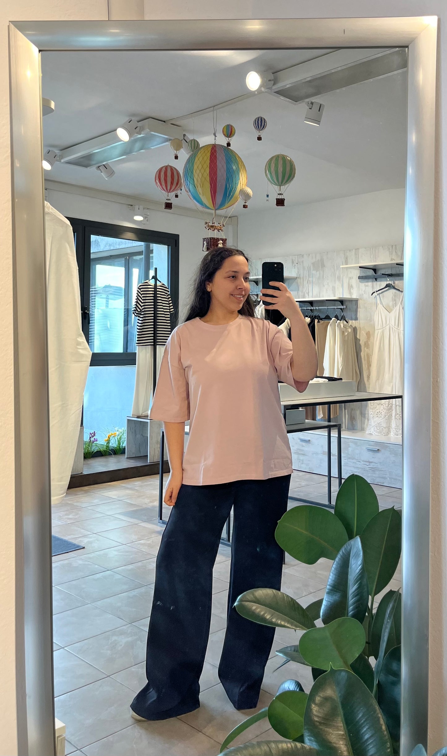 T-shirt curvy basica rosa in cotone - Altamira Milano