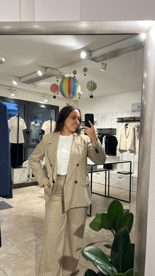 Blazer gessato beige - Altamira Milano