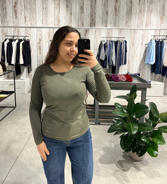 Maglia basica verde militare in 100% cotone - Altamira Milano