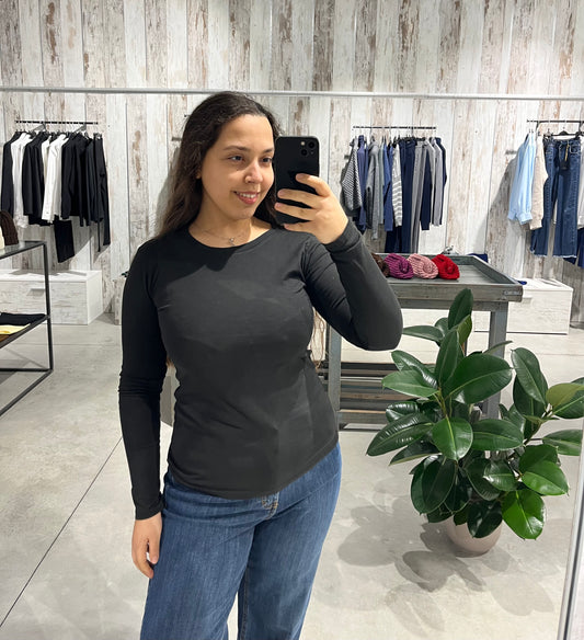 Maglia basica nera in 100% cotone - Altamira Milano