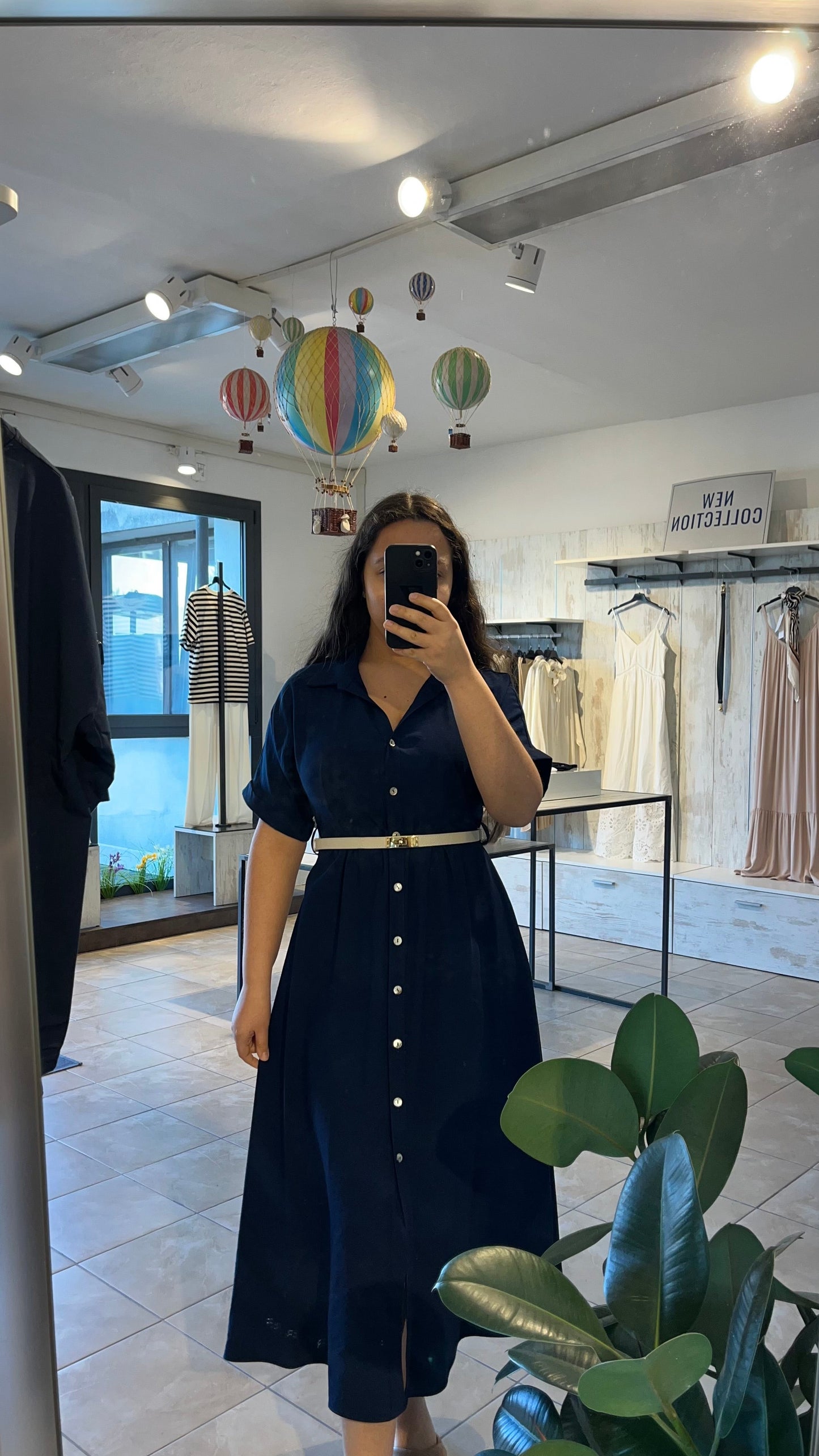 Vestito chemisier blu lungo - Altamira Milano