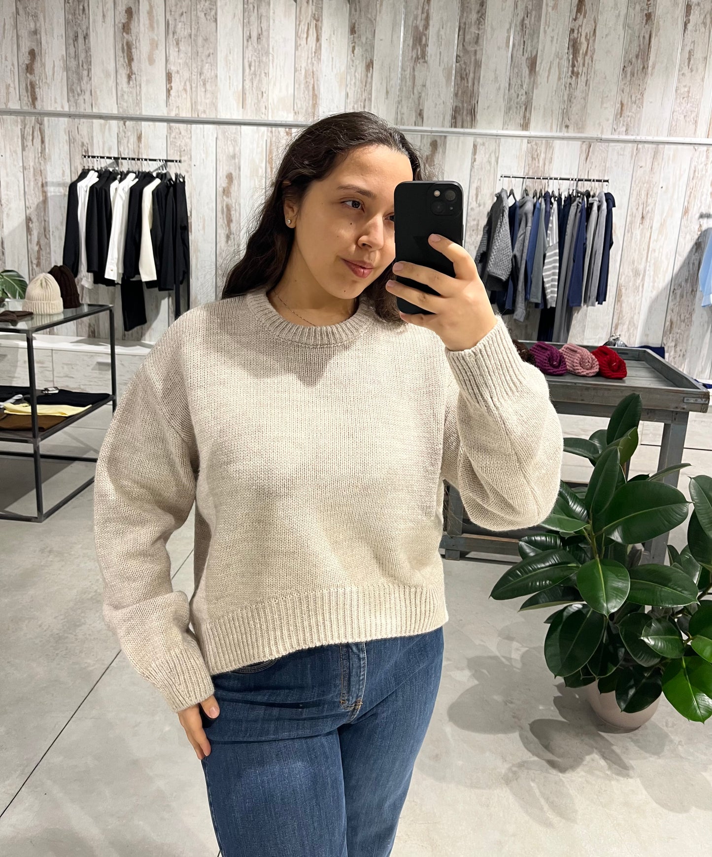 Maglione girocollo sabbia - Lumina