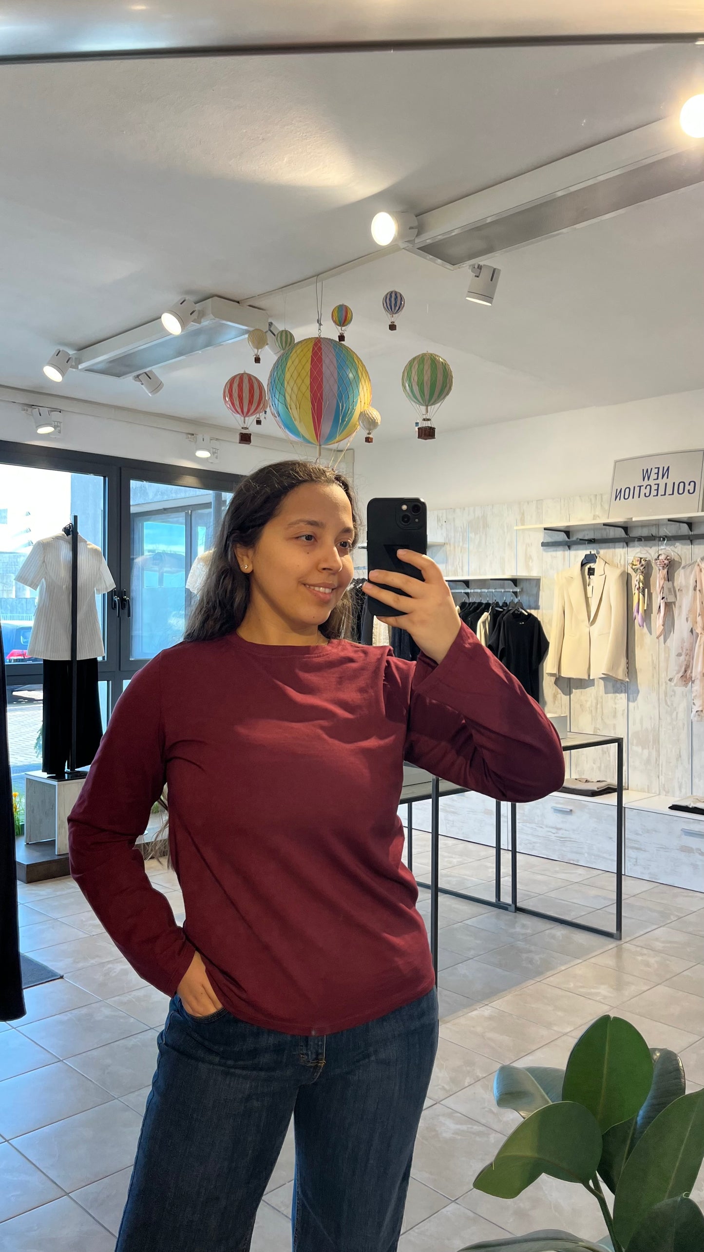 Maglia basica bordeaux in cotone elasticizzato - Altamira Milano