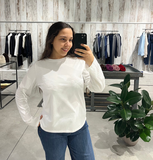 Maglia basica bianca in cotone elasticizzato - Altamira Milano