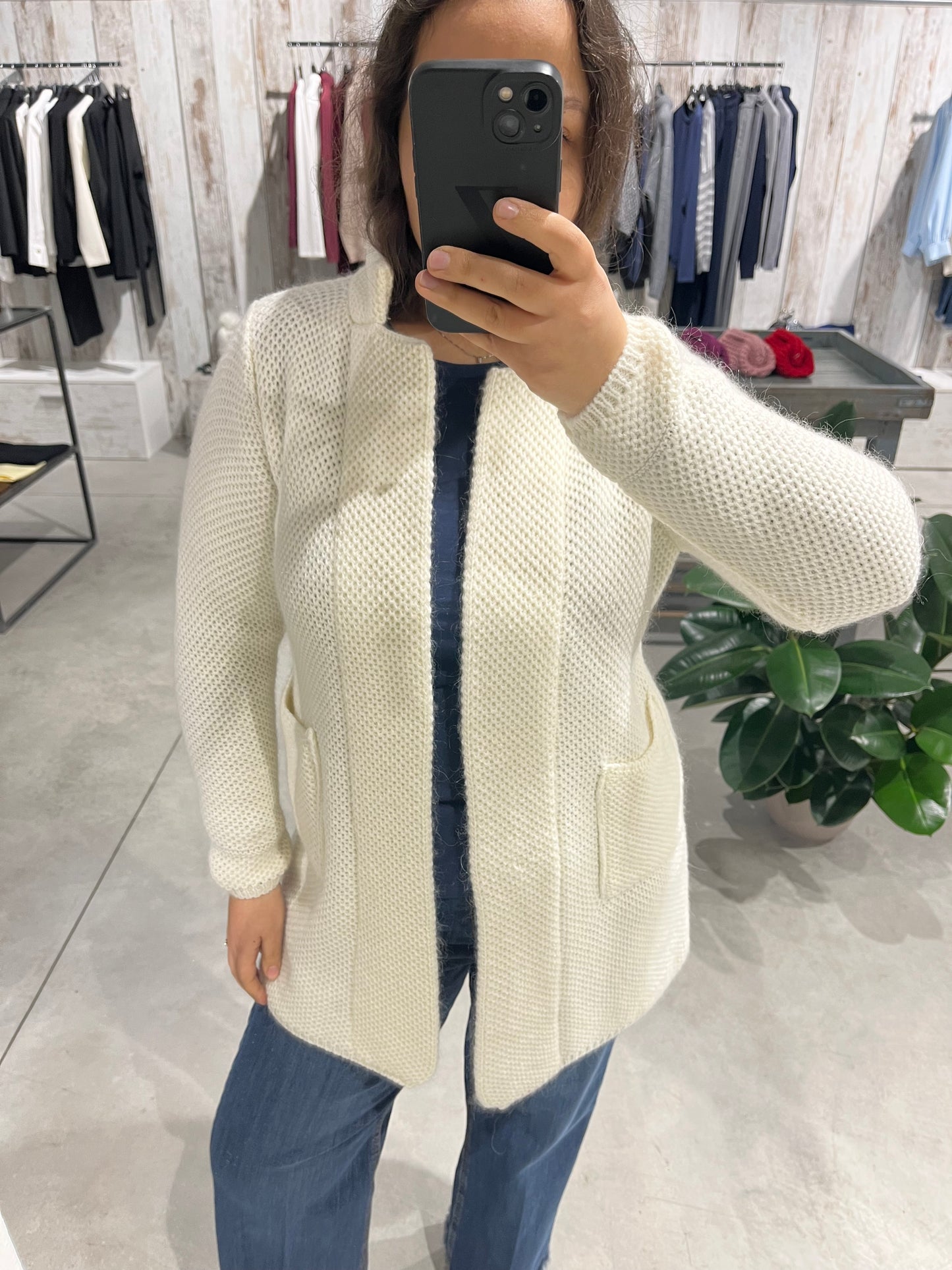 Cardigan bianco con tasche - Altamira Milano